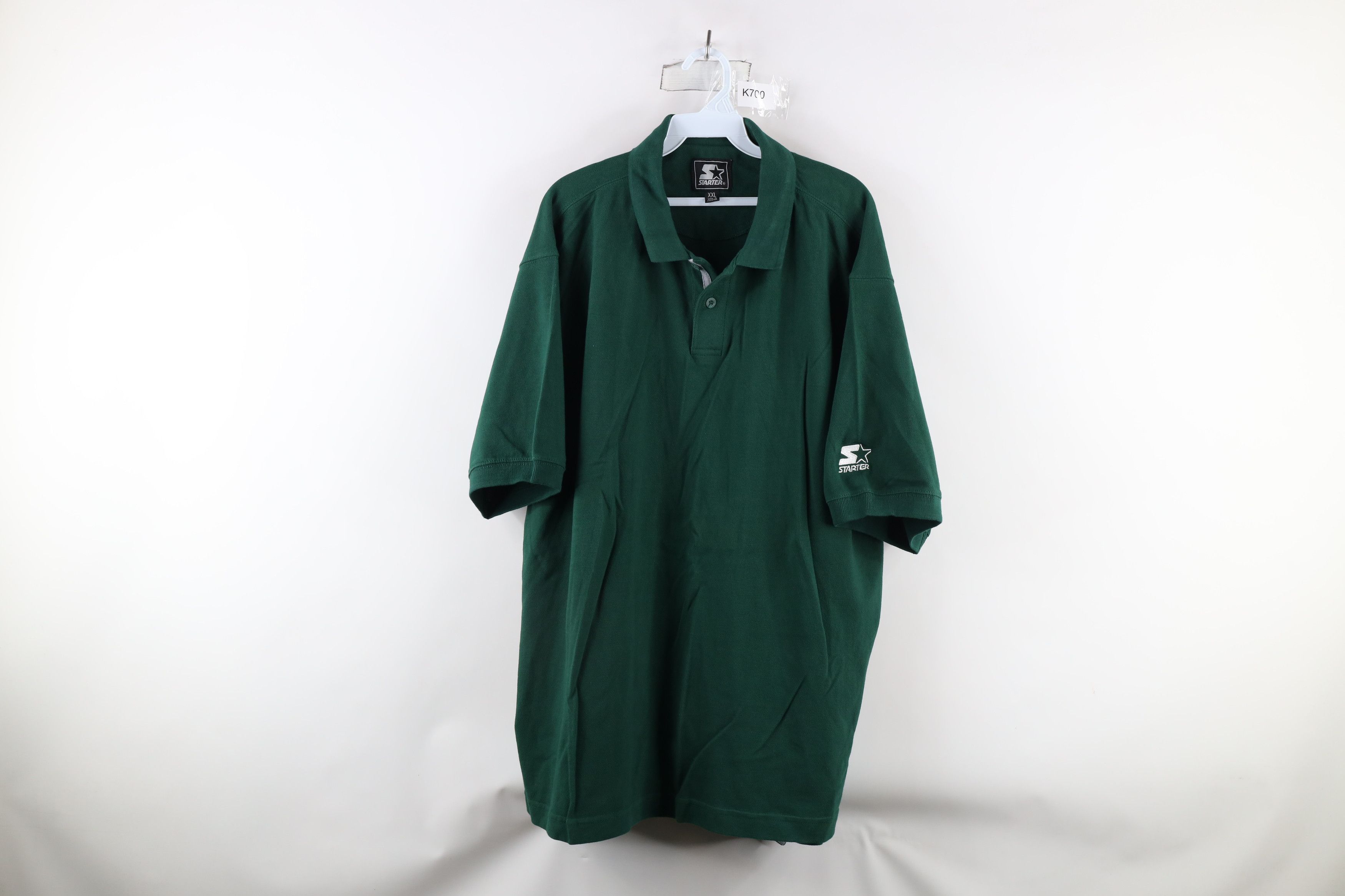 Starter × Vintage Vintage 90s Starter Out Blank Heavyweight Polo Shirt Green Size US XXL / EU 58 / 5 - 1 Thumbnail