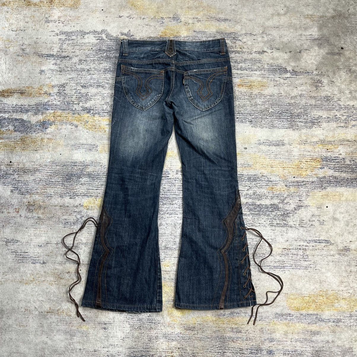 Tornado Mart Tornado Mart western leather accented lace up flared jeans Size US 30 / EU 46 - 2 Thumbnail