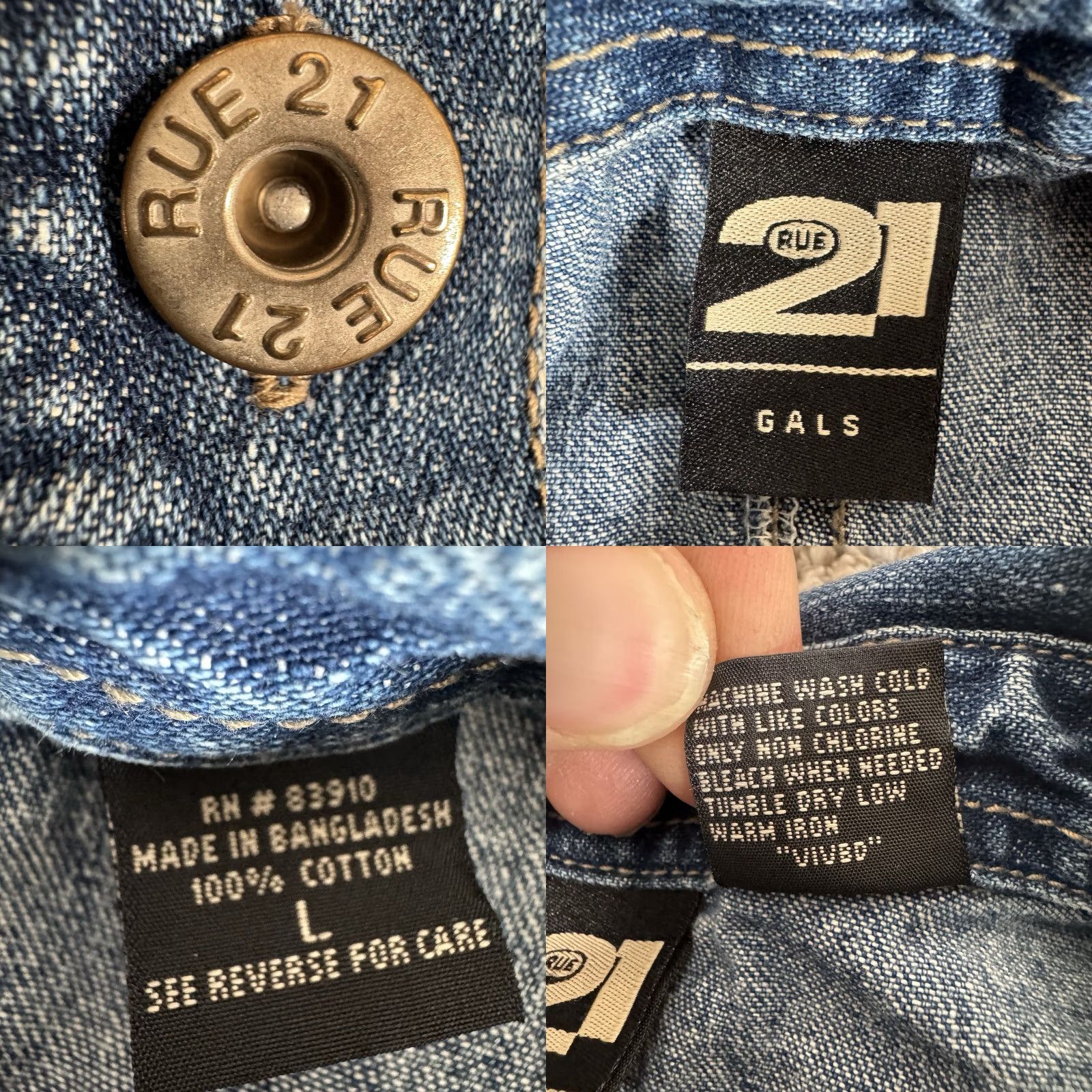 Vintage VINTAGE Rue 21 Denim Button Front Dress L Shirt Dress Women Blue 100% Cotton Knee Length Western Retro Mallcore Streetwear Size L / US 10 / IT 46 - 8 Thumbnail