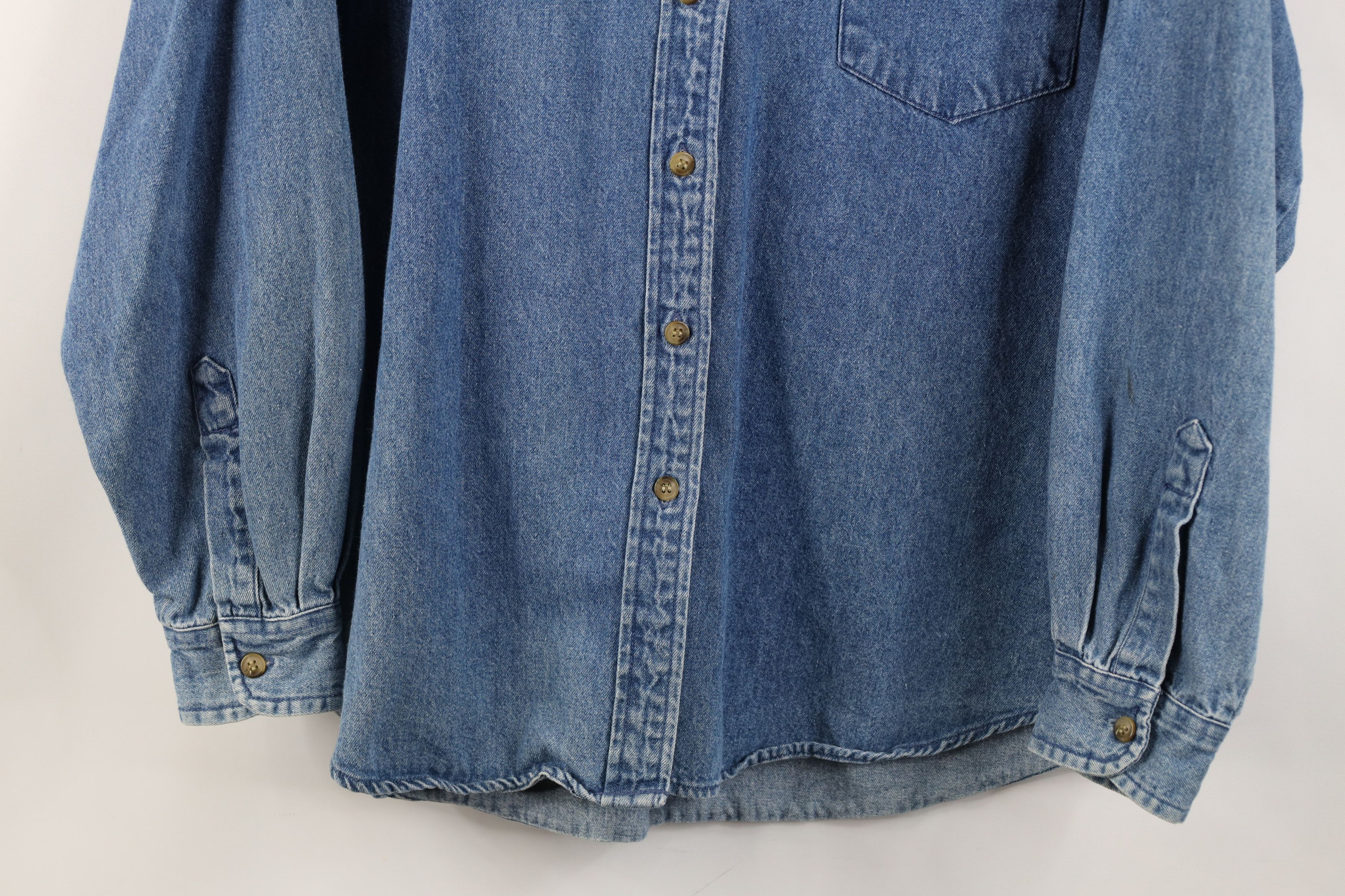 Vintage Vintage 90s Streetwear Collared Denim Button Down Shirt Size L / US 10 / IT 46 - 3 Thumbnail