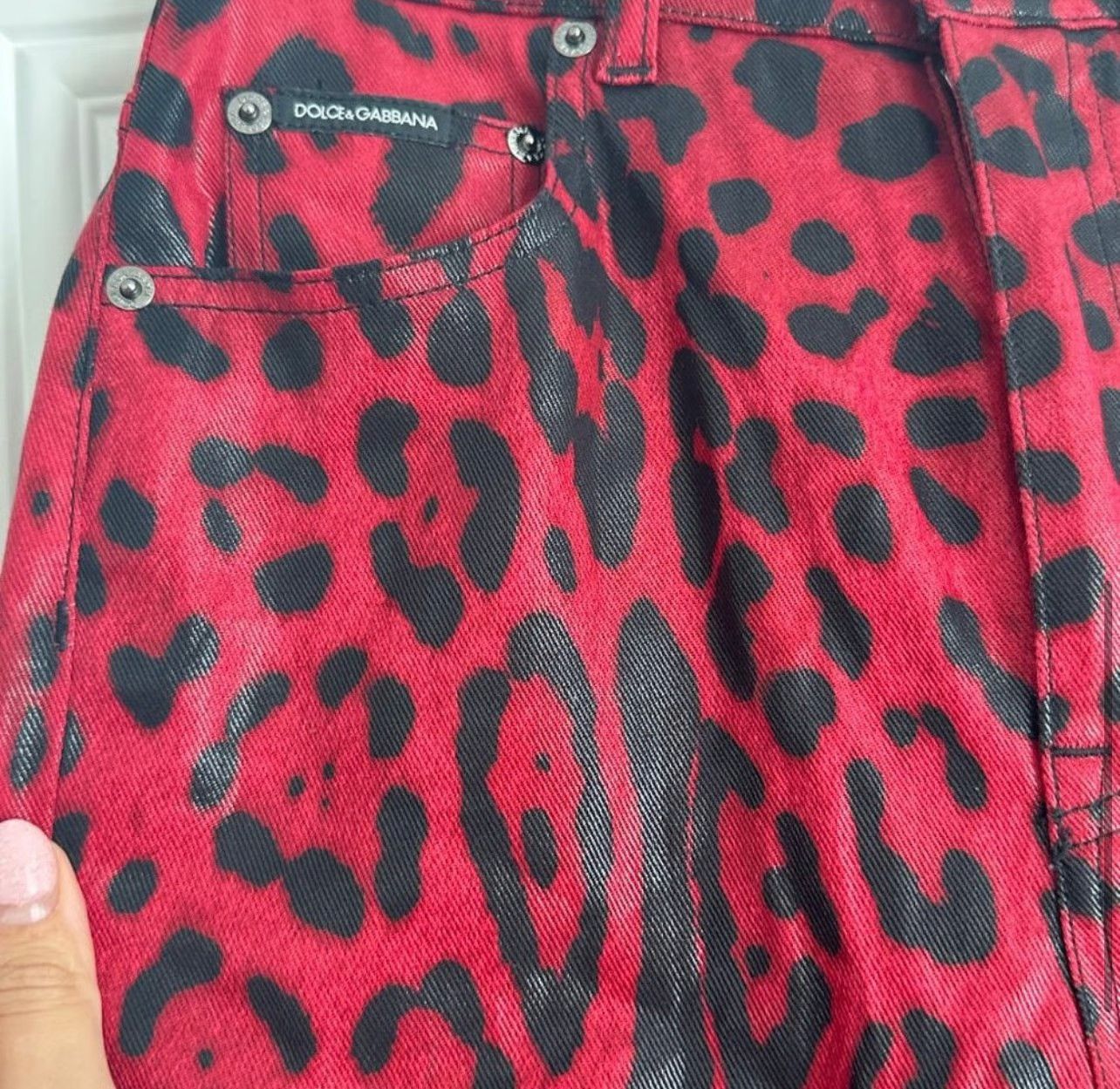 Dolce & Gabbana o1y0825 Denim Pant in Red/Black Size 25" / US 0 / IT 36 - 4 Thumbnail