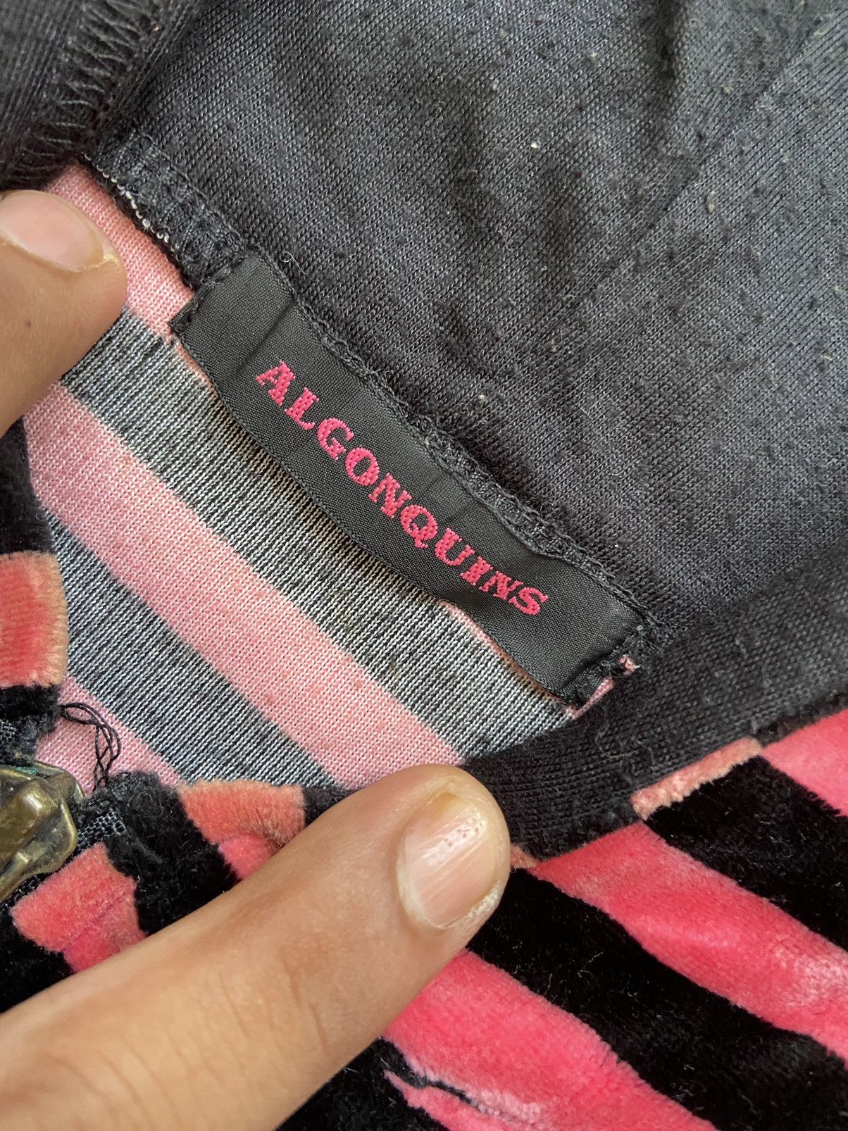 If Six Was Nine Vintage Algonquins Ears Velvet Stripe Zipper Hoodie Jacket Size US M / EU 48-50 / 2 - 6 Thumbnail