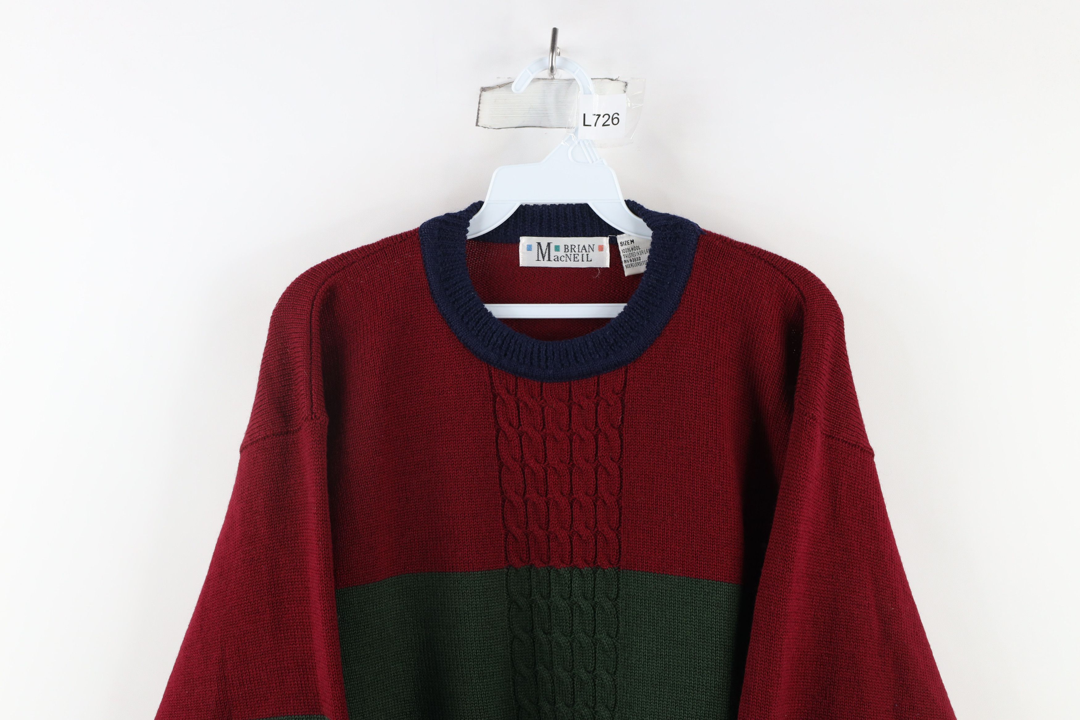 Vintage Vintage 90s Streetwear Wool Cable Knit Crewneck Sweater Size US M / EU 48-50 / 2 - 2 Thumbnail