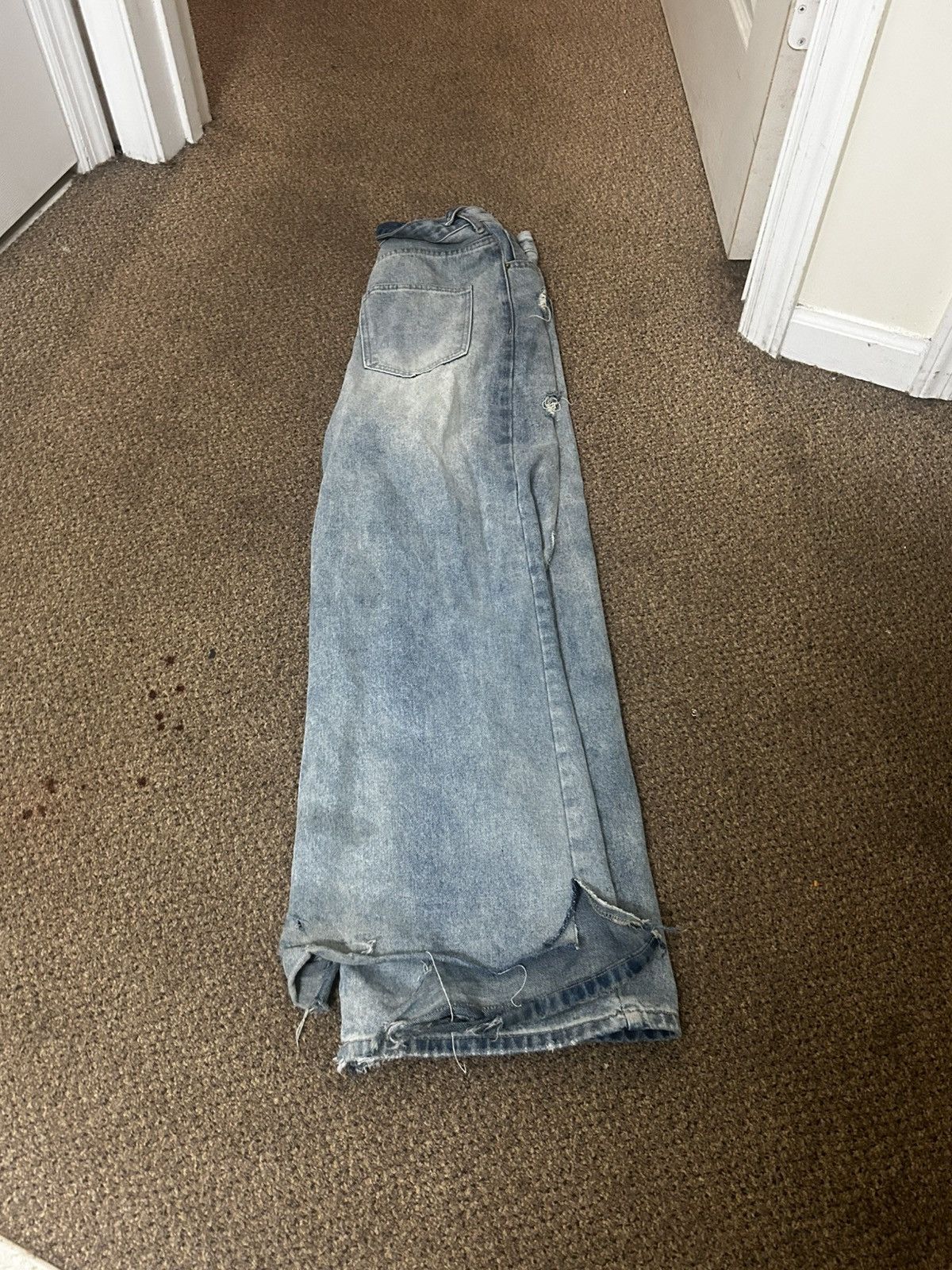 Avant Toi Light Blue Distressed Baggy Denim Size US 32 / EU 48 - 4 Thumbnail