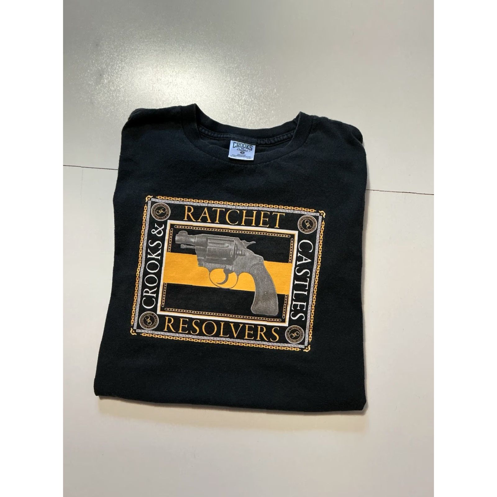 Crooks & Castles Crooks & Castles T-Shirt Box Logo Ratchet Resolvers Gun Black S/S M Mens Medium Size US M / EU 48-50 / 2 - 2 Thumbnail