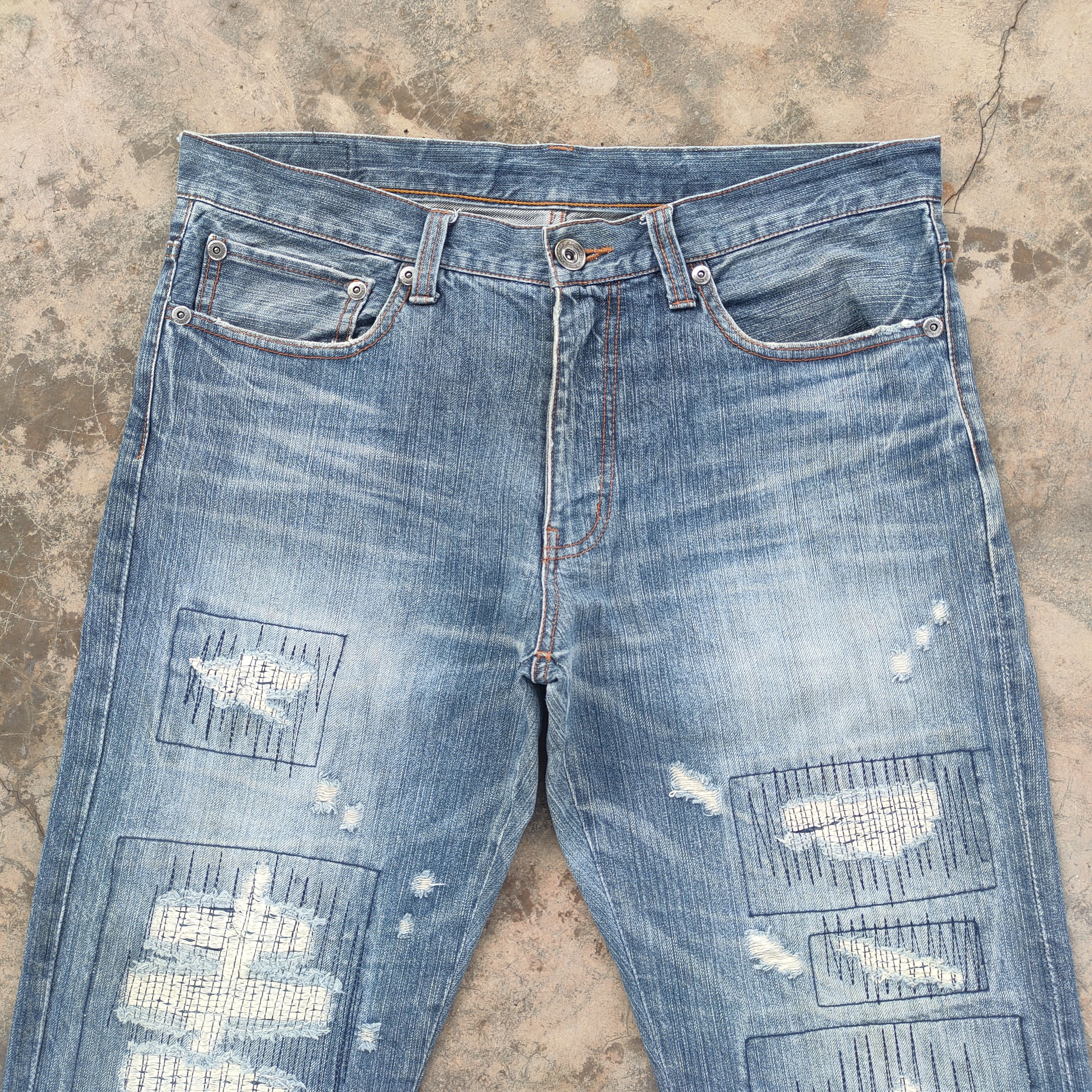 Black Label RARE! VINTAGE JAPANESE PATCHWORK JEANS DENIM PANTS Size US 36 / EU 52 - 4 Thumbnail