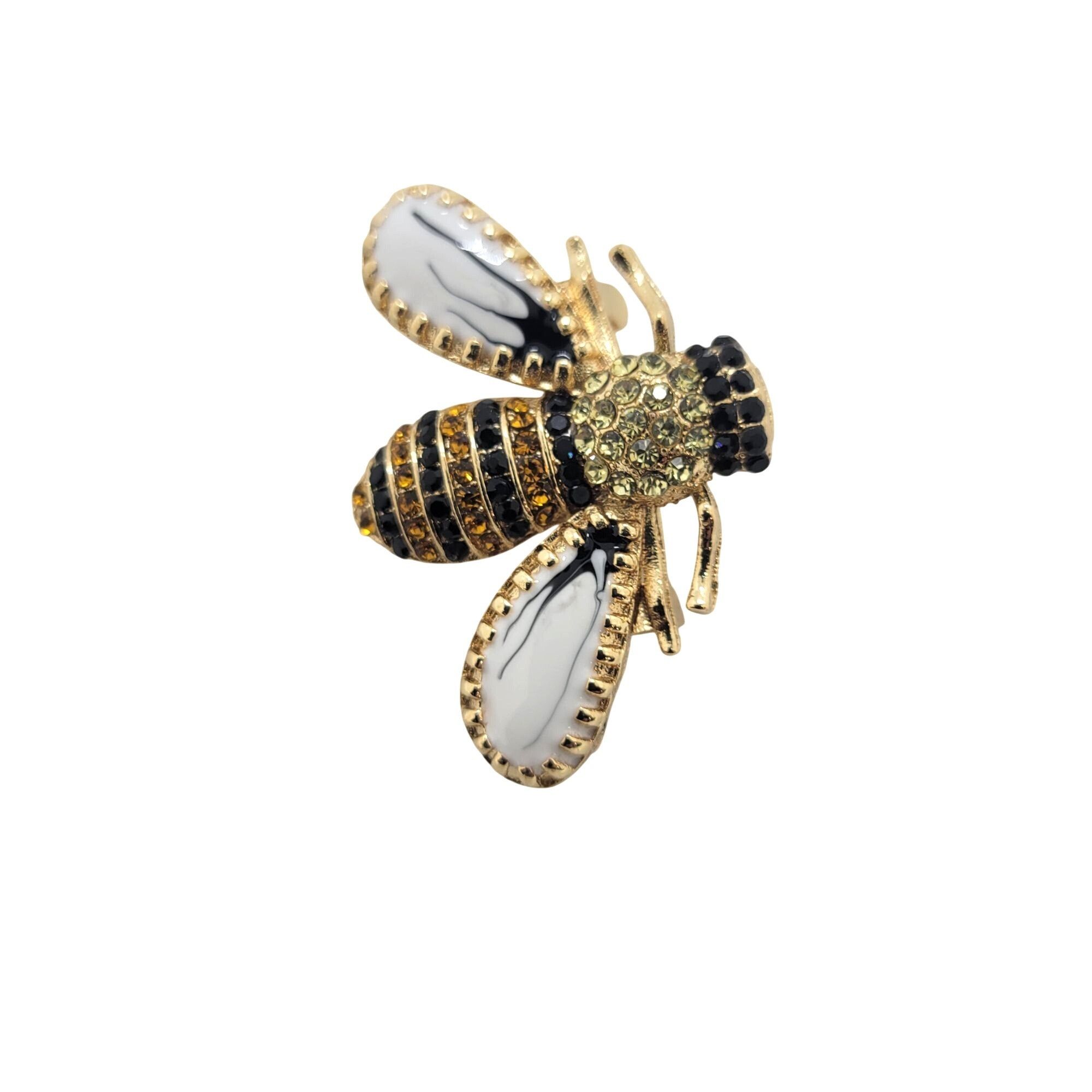 Other ✨Elegant Vintage Style Gold Bee Pin with Yellow Rhinestones Size ONE SIZE - 5 Thumbnail