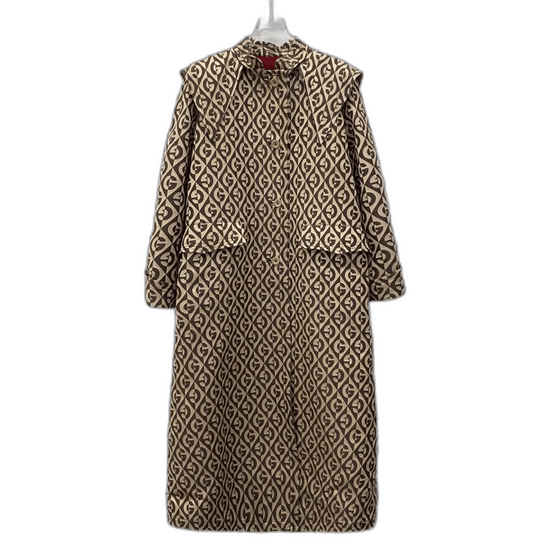 Gucci Gucci Brown Logo Print Wool Long Coat-2505 Size S / US 4 / IT 40 - 1 Thumbnail