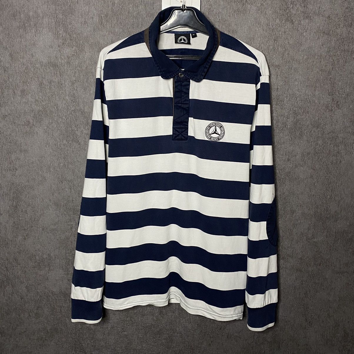 Mercedes-Benz × Vintage Vintage Mercedes Benz striped rugby shirt Size US XL / EU 56 / 4 - 1 Thumbnail