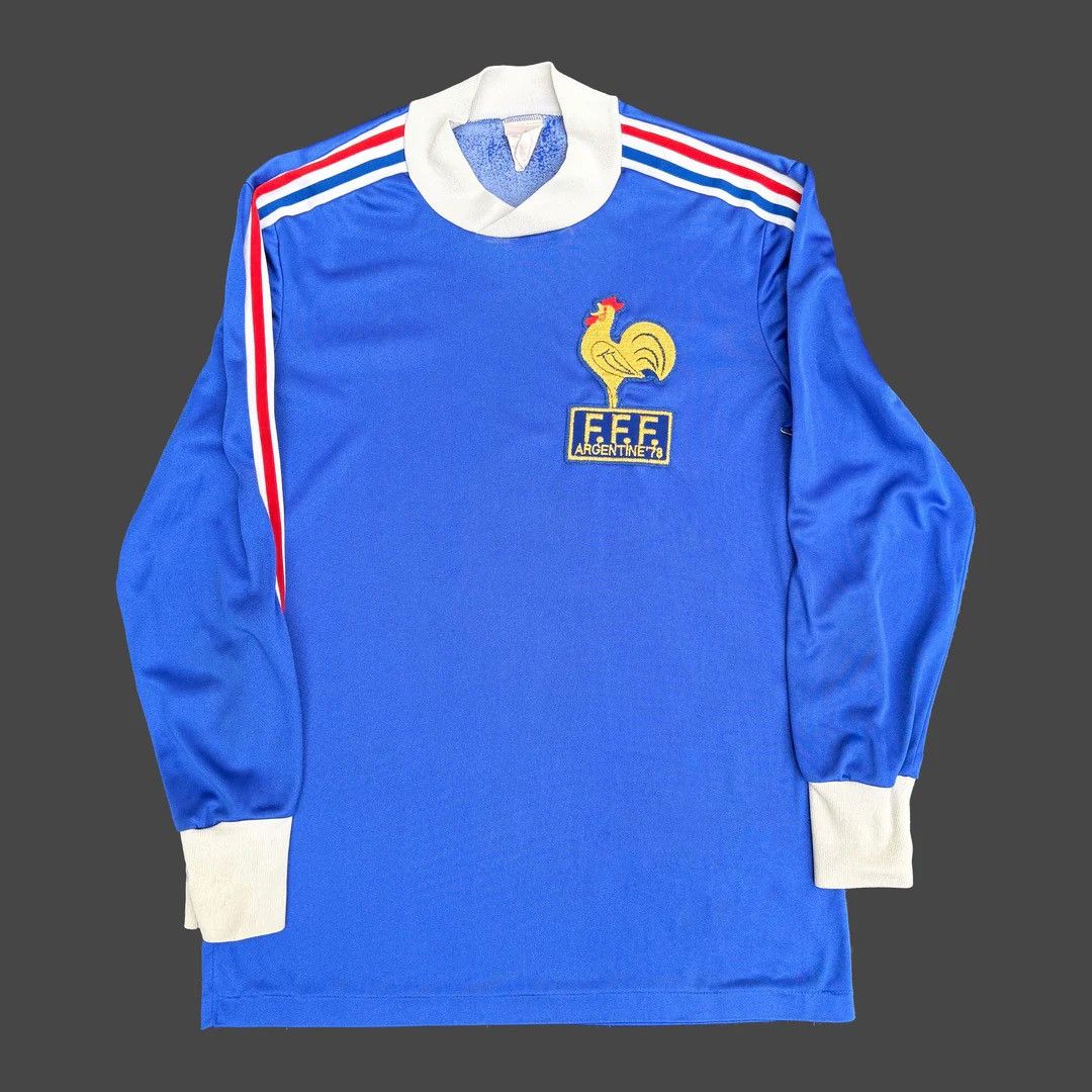 Adidas France FFF 1978 78 70s Vintage Adidas World Cup Jersey Shirt Size US S / EU 44-46 / 1 - 1 Thumbnail