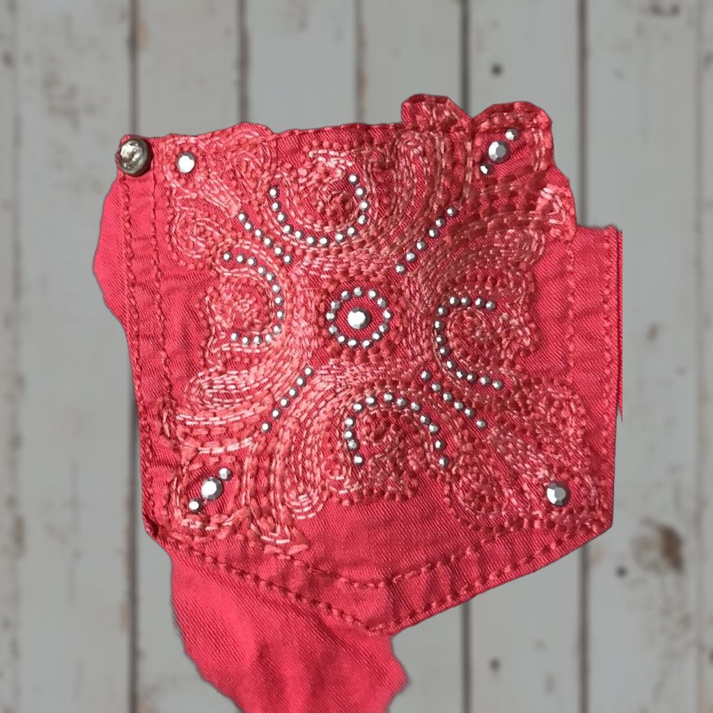 Nine West VINTAGE Nine West Vintage America Collection Pants Womens Missy 10/30 Coral Beaded Rhinestones Bootcut 30" Inseam 98% Cotton 2% Spandex Size 32" / US 10 / IT 46 - 1 Thumbnail