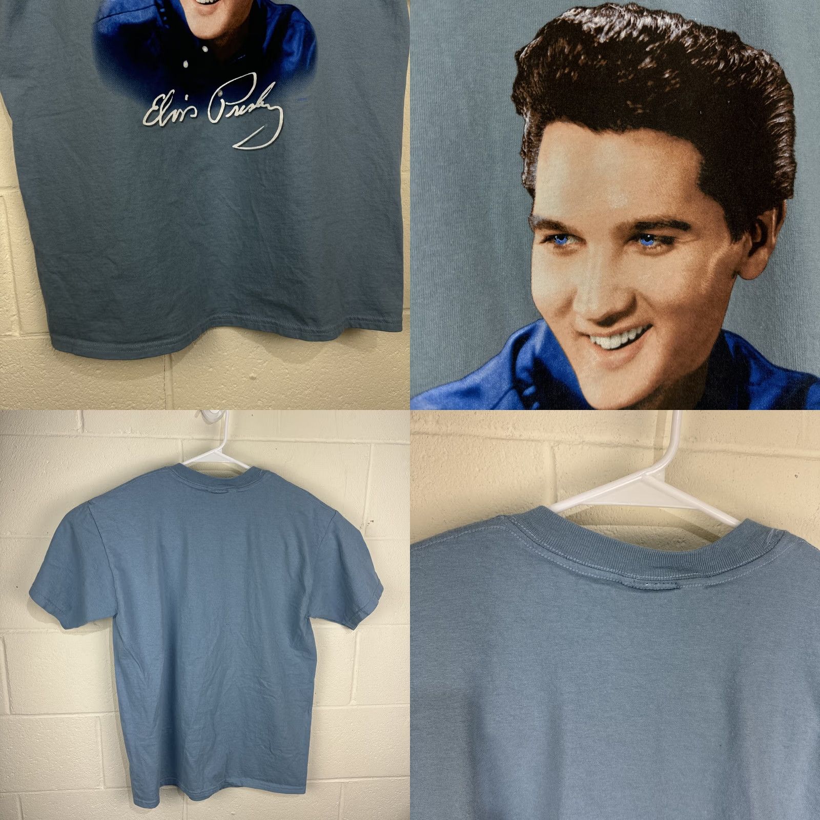 Vintage VINTAGE Elvis Presley Graceland Shirt Large Light Blue Graphic Portrait 1999 Size US L / EU 52-54 / 3 - 8 Thumbnail