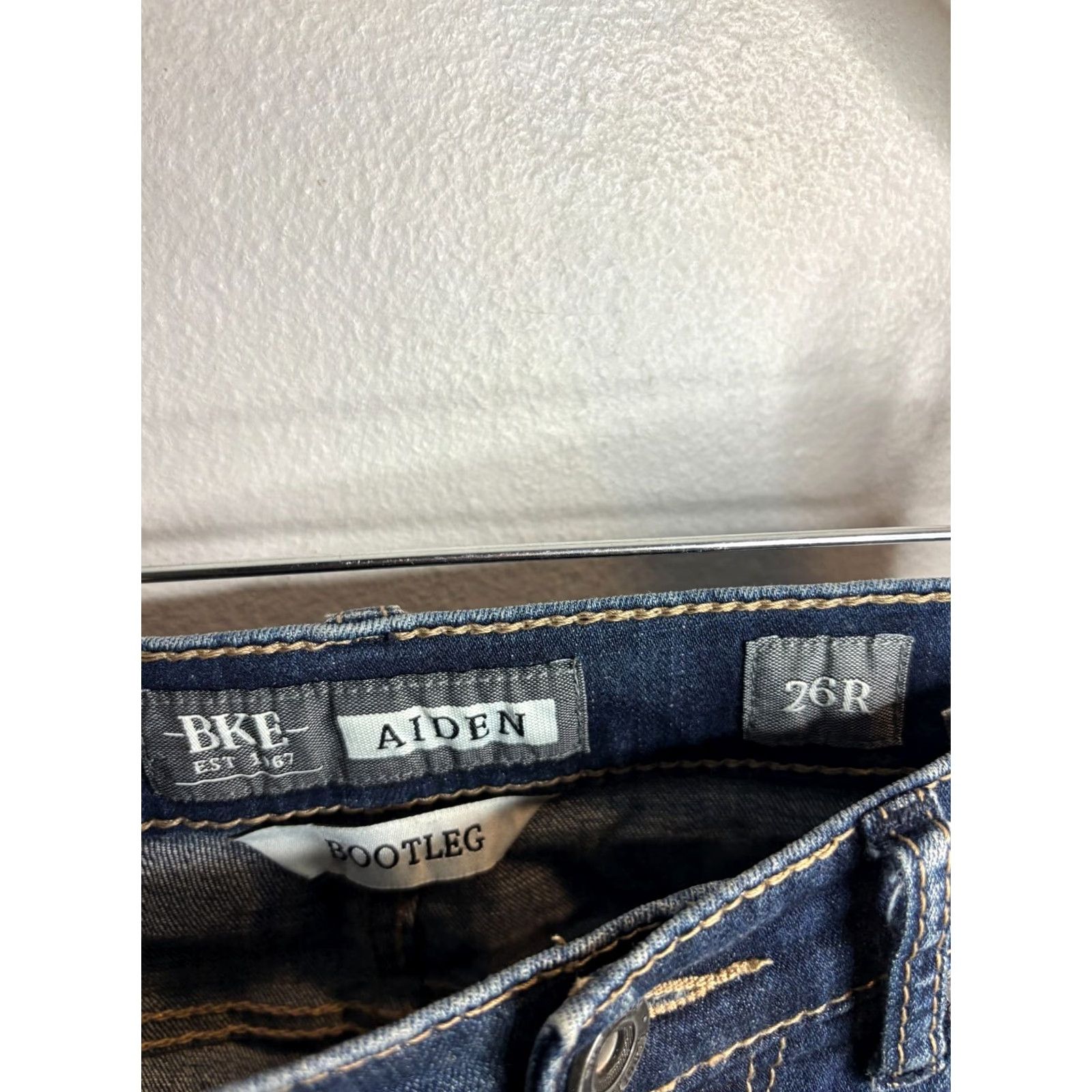 Vintage Buckle BKE Aiden Jeans Mens 26R Dark Wash Denim 5-Pocket Straight Distressed Western Modern Buckle Brand Buckle Bke Mens Jeans 26 Dark Blue Size US 26 / EU 42 - 6 Thumbnail