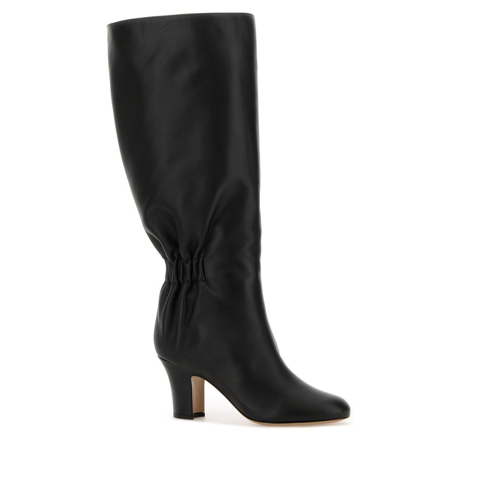 FERRAGAMO Jannette 70 Knee High Black Leather 70mm Heel Boot