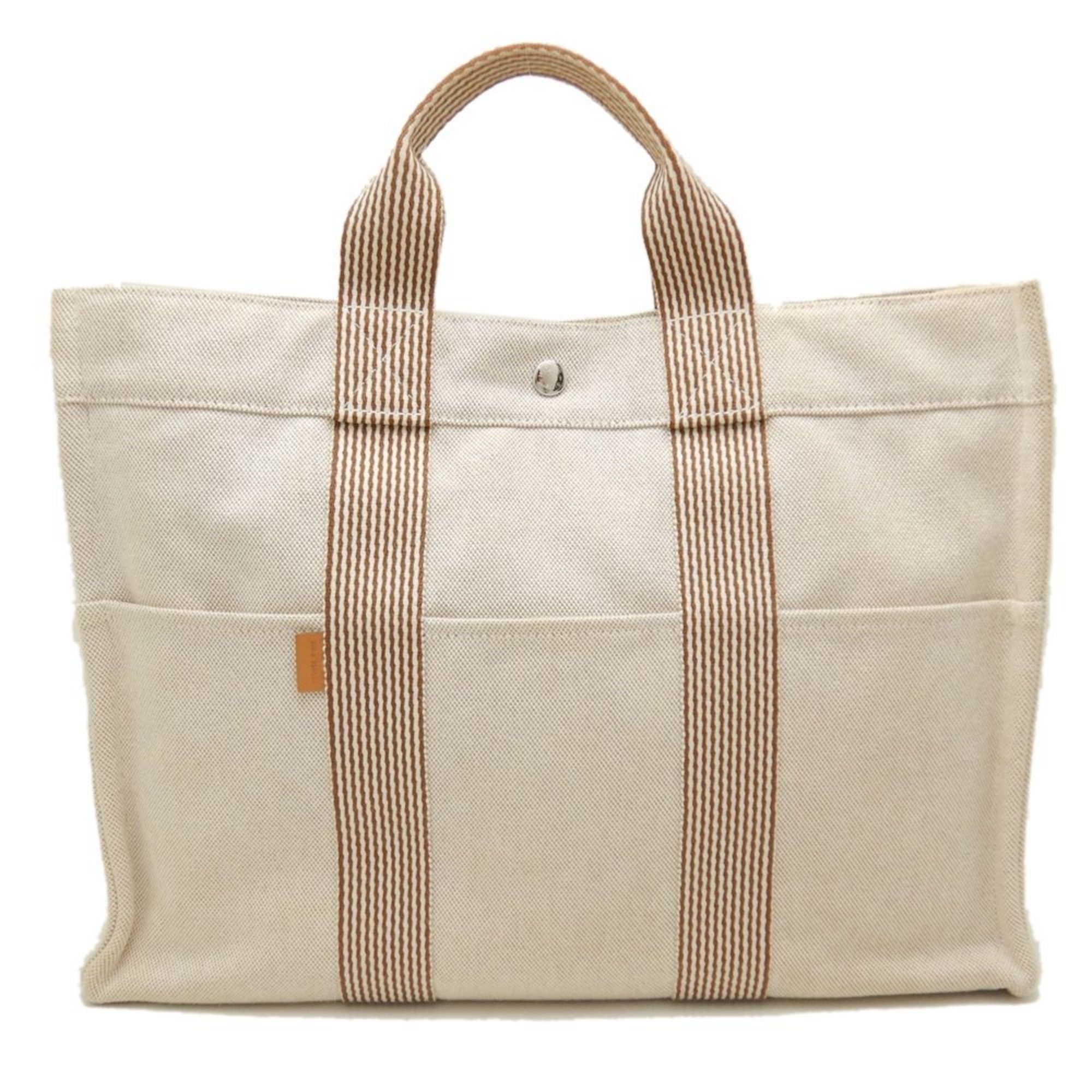 image of Hermes New Fool Tote Mm Bag Canvas Beige 251743, Women's