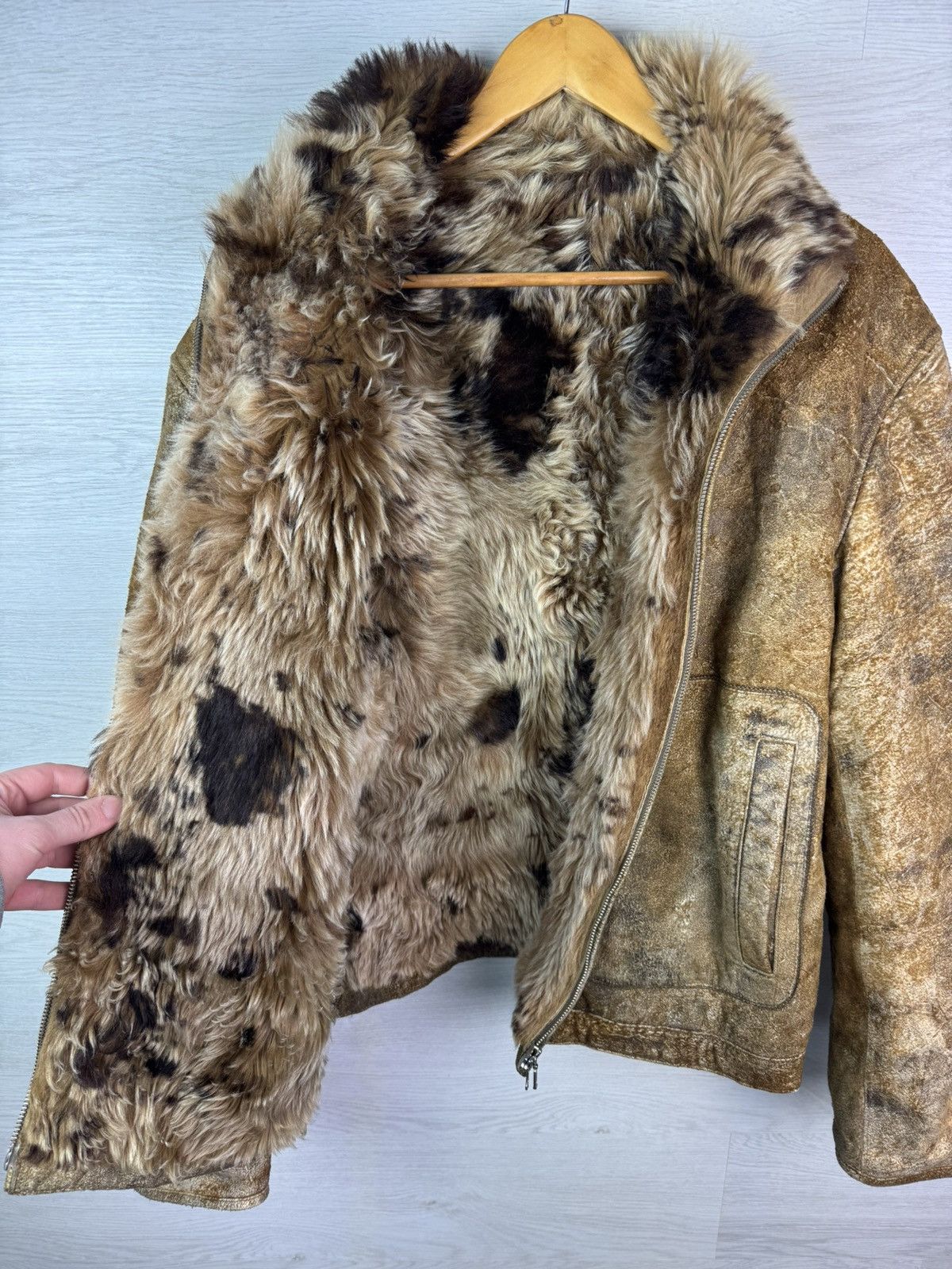 Camel Camel Shearling Jacket Vintage Brown Sheepskin Fur Lined Size US XXL / EU 58 / 5 - 3 Thumbnail