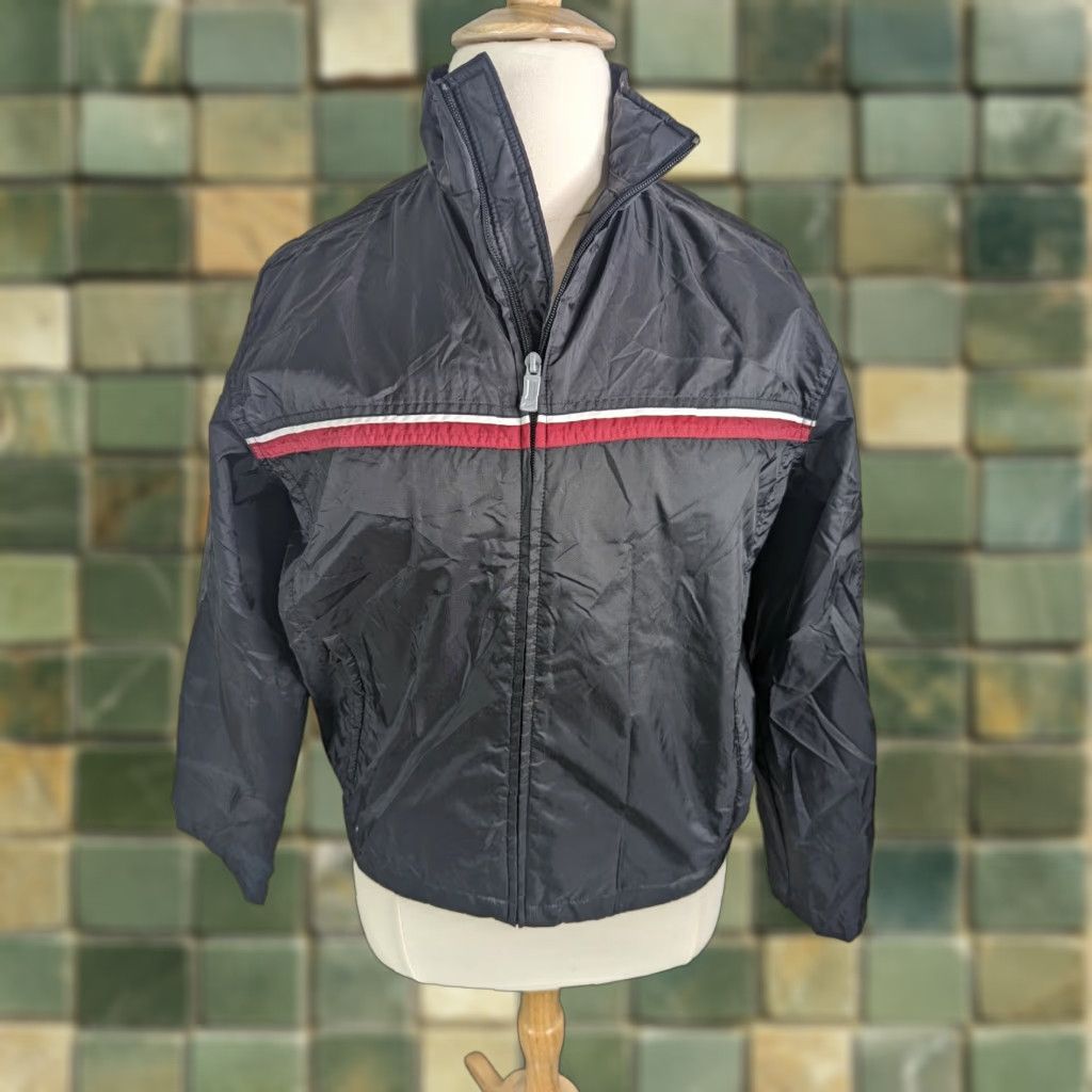 Nike VINTAGE Nike Windbreaker Jacket Womens Large Black Tag 90s 00s Nylon Zip Geometric Logo Jacket Women L Black Nylon Windbreaker Size L / US 10 / IT 46 - 1 Thumbnail