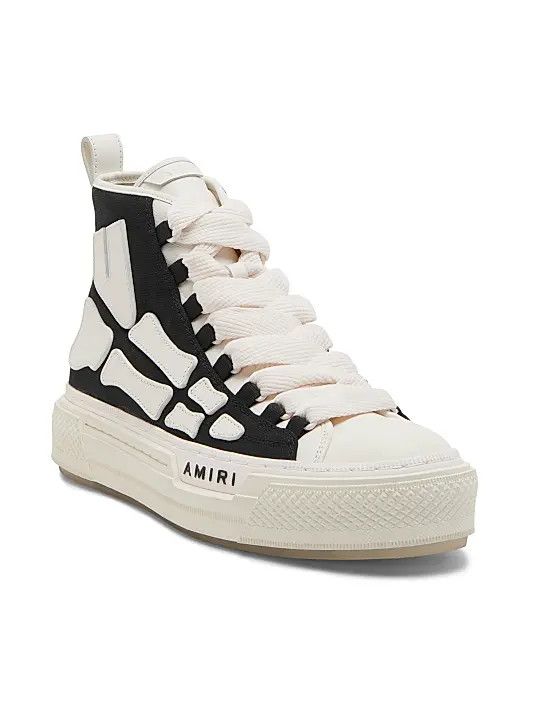 Amiri os11x0326 Skel Court High-Top Sneakers in Black/White Size US 12 / EU 45 - 5 Thumbnail