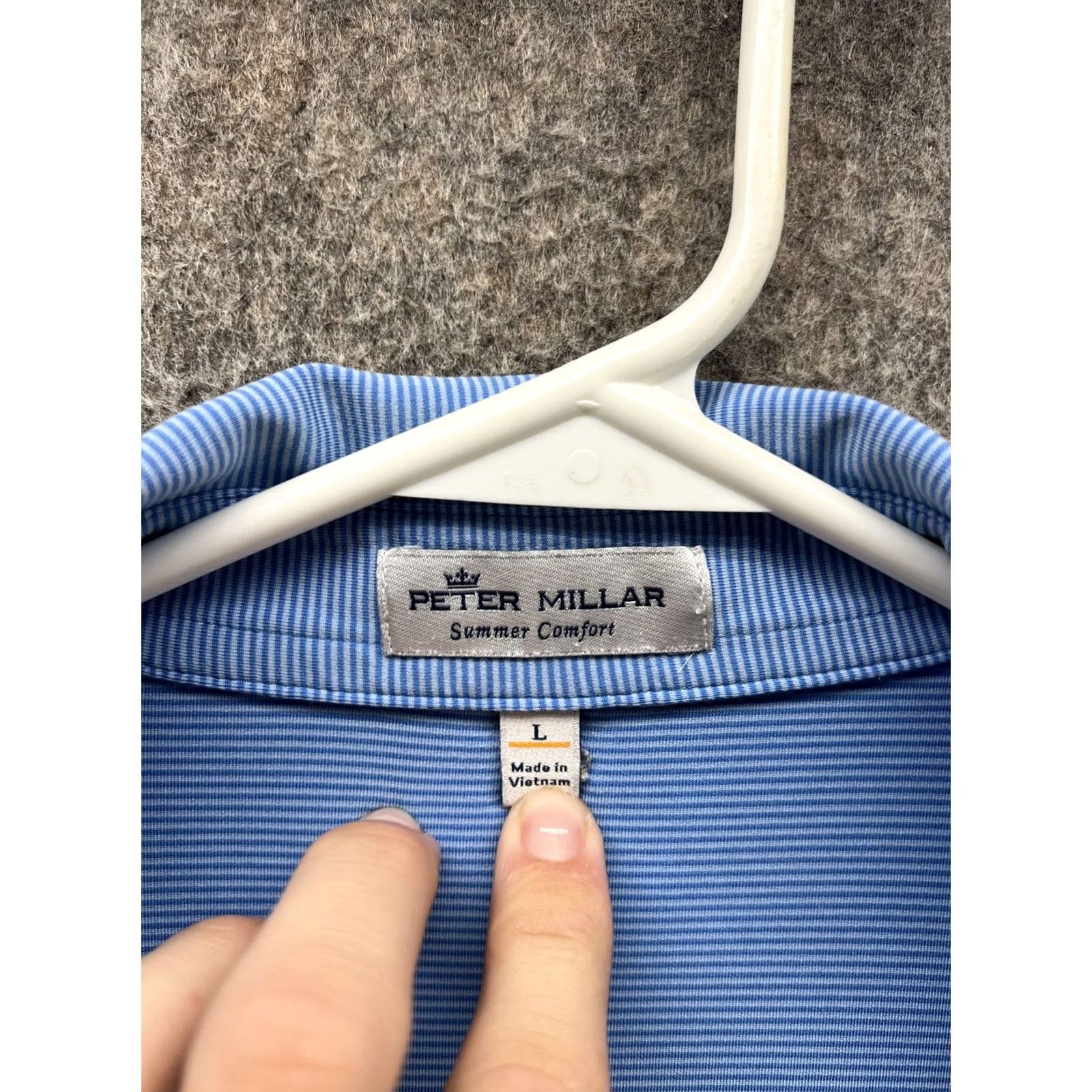 Peter Millar Peter Millar Summer Comfort Polo Shirt Mens Large Blue Stripe Golf Performance Shirt Size US L / EU 52-54 / 3 - 2 Thumbnail