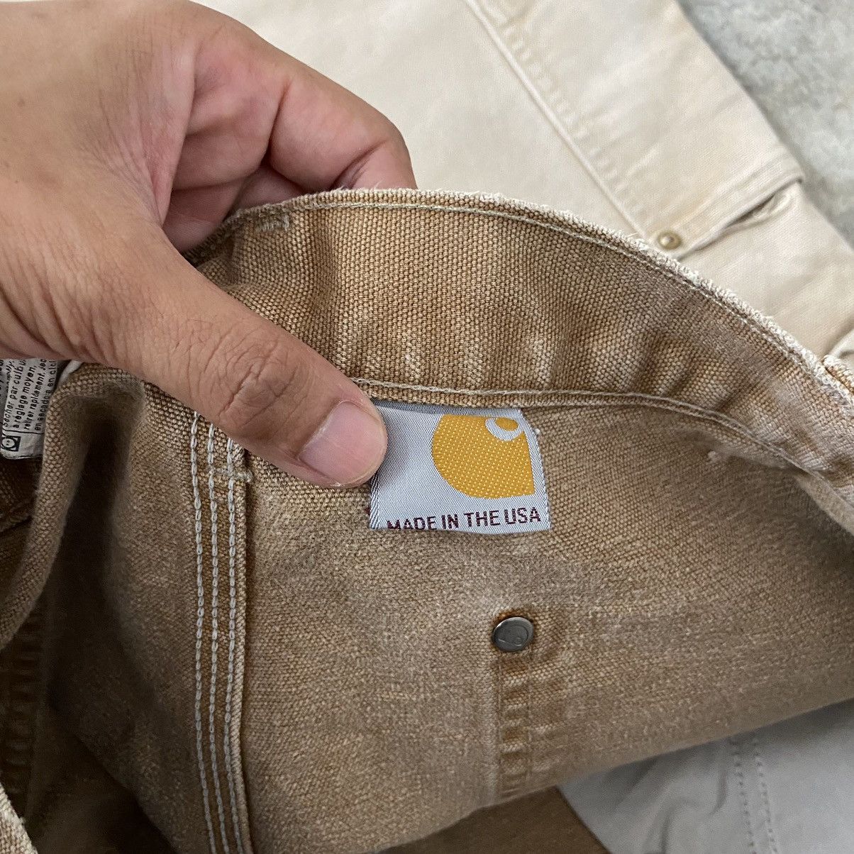 Carhartt VTG Carhartt Double Knee Faded Tan Dirty Carpenter Pants Size US 35 - 22 Thumbnail