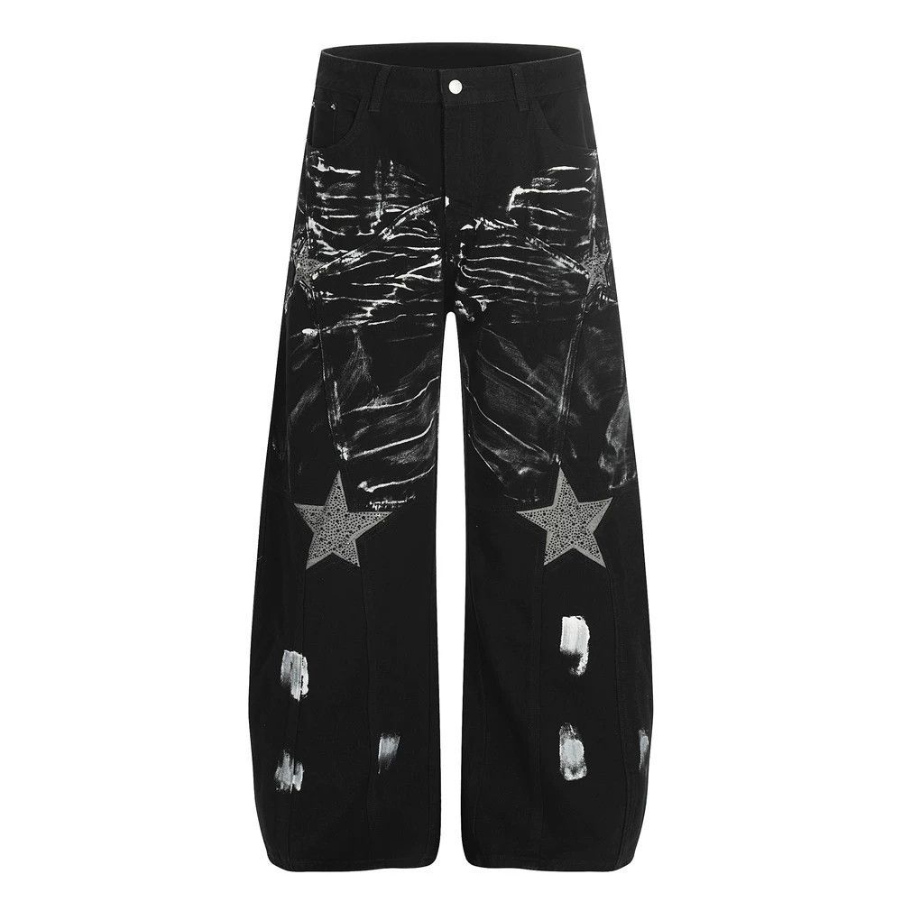 Vintage Men's ink graffiti loose heavy-duty machete jeans Size US 32 / EU 48 - 1 Thumbnail