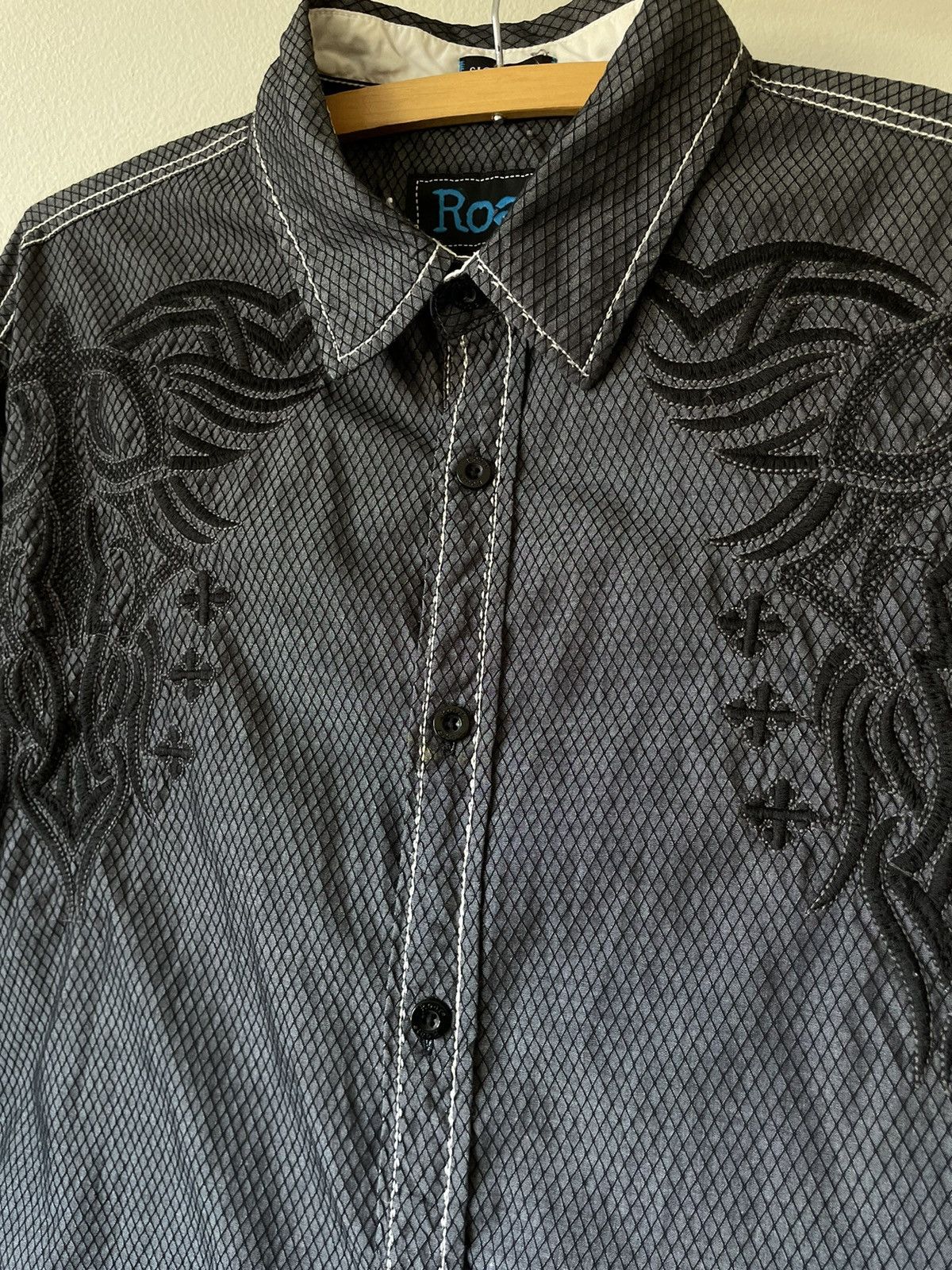 Roar Crazy Y2K Opium Design Tribal Cross Button Up Size US XL / EU 56 / 4 - 12 Thumbnail