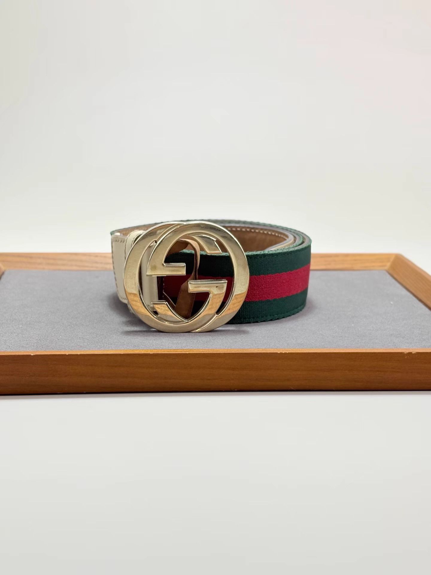 Gucci GUCCI Web Green & Red Belt with G Buckle K1 Size ONE SIZE - 1 Thumbnail