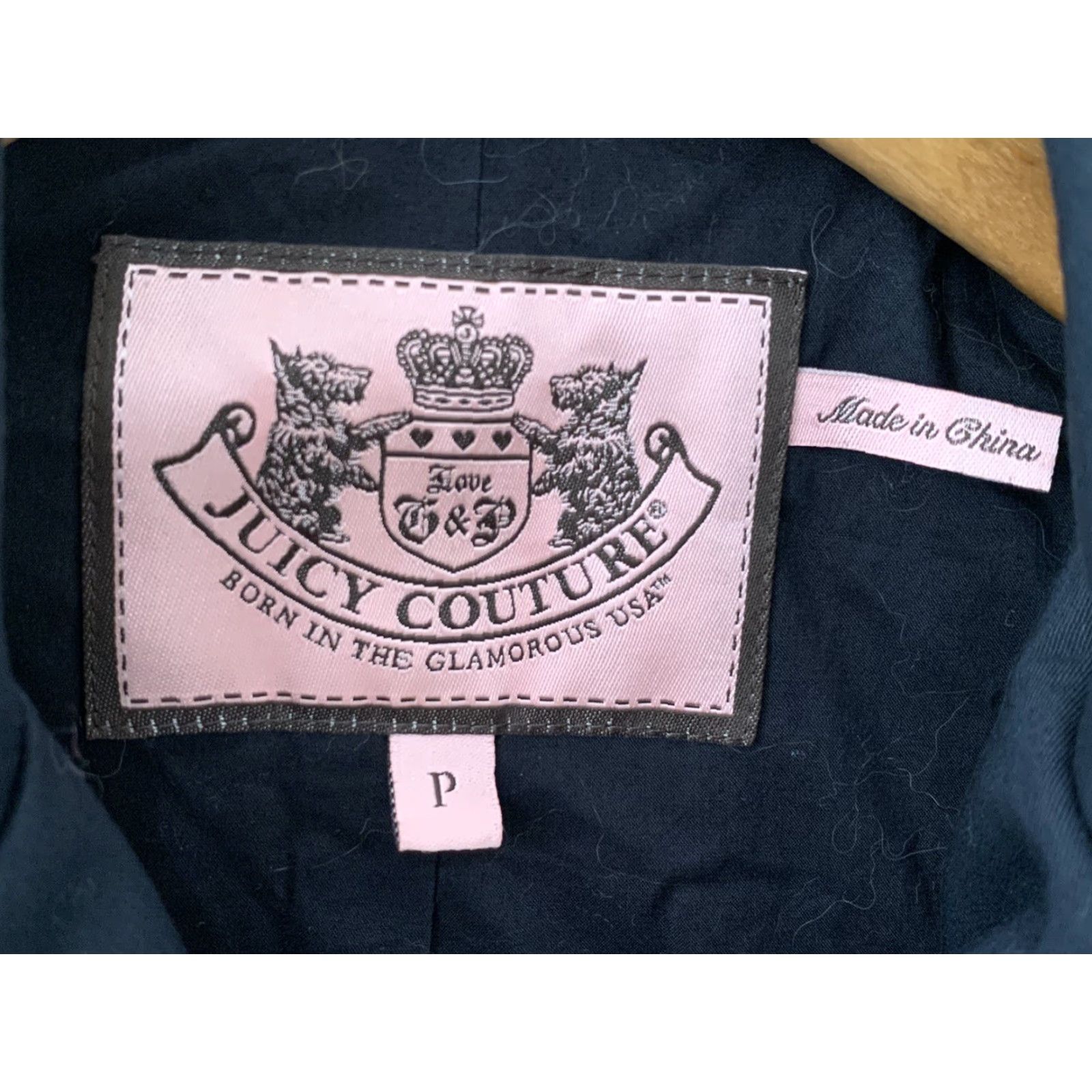 Juicy Couture Womens Juicy Couture Trench Coat Jacket Navy Petite Gold Buttons Beltless PP Blue Men’s Military Ruffle Trim Size XXS / US 00 / IT 34 - 3 Thumbnail