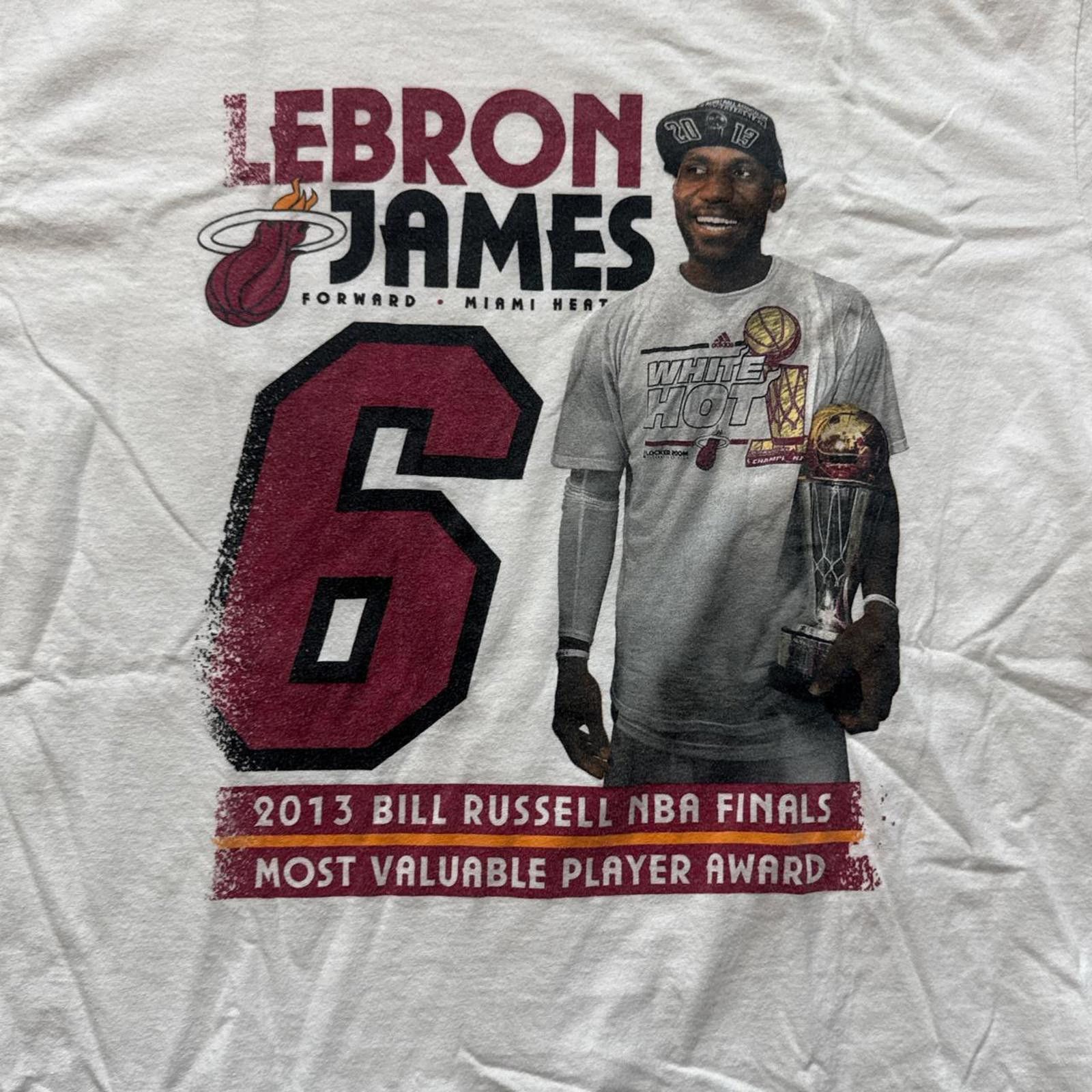 NBA Miami Heat LeBron James 2013 NBA Finals White T-shirt Size US L / EU 52-54 / 3 - 3 Thumbnail