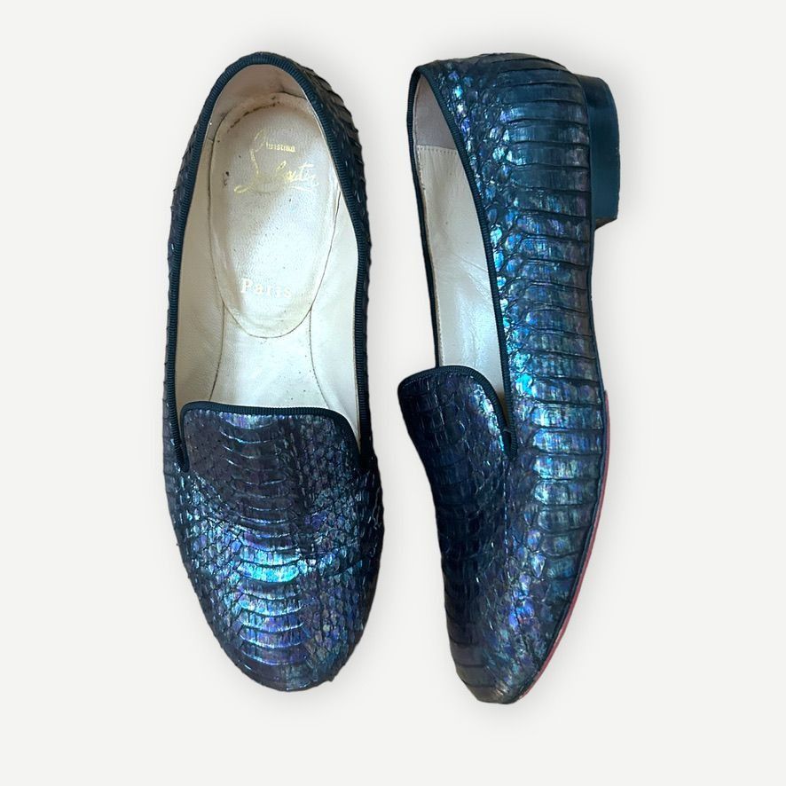 Christian Louboutin CHRISTIAN LOUBOUTIN Iridescent Python Loafers 36 6 Blue Flat Size US 5 / IT 35 - 7 Thumbnail