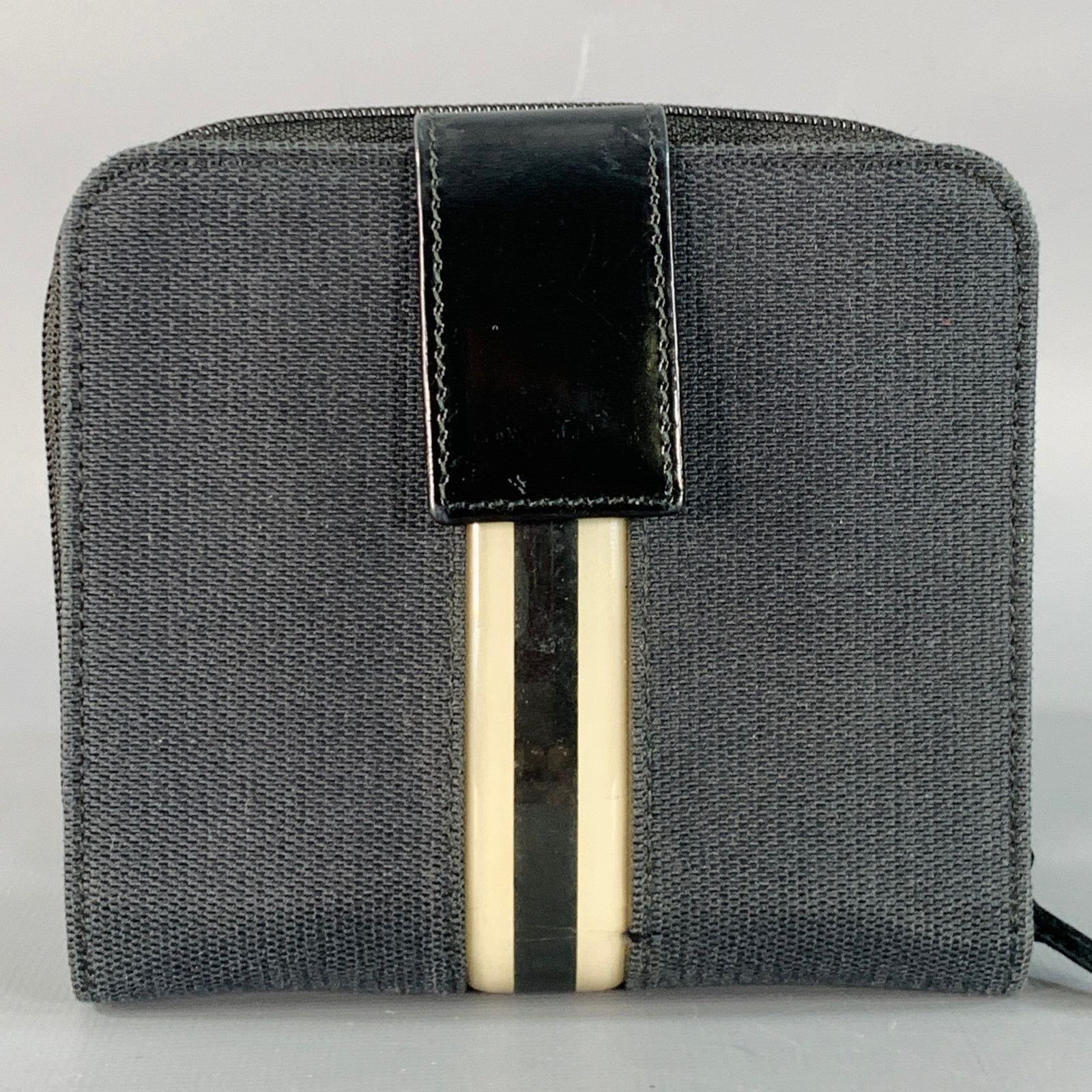 Gucci GUCCI Black Cream Stripe Canvas Wallet Size ONE SIZE - 2 Thumbnail