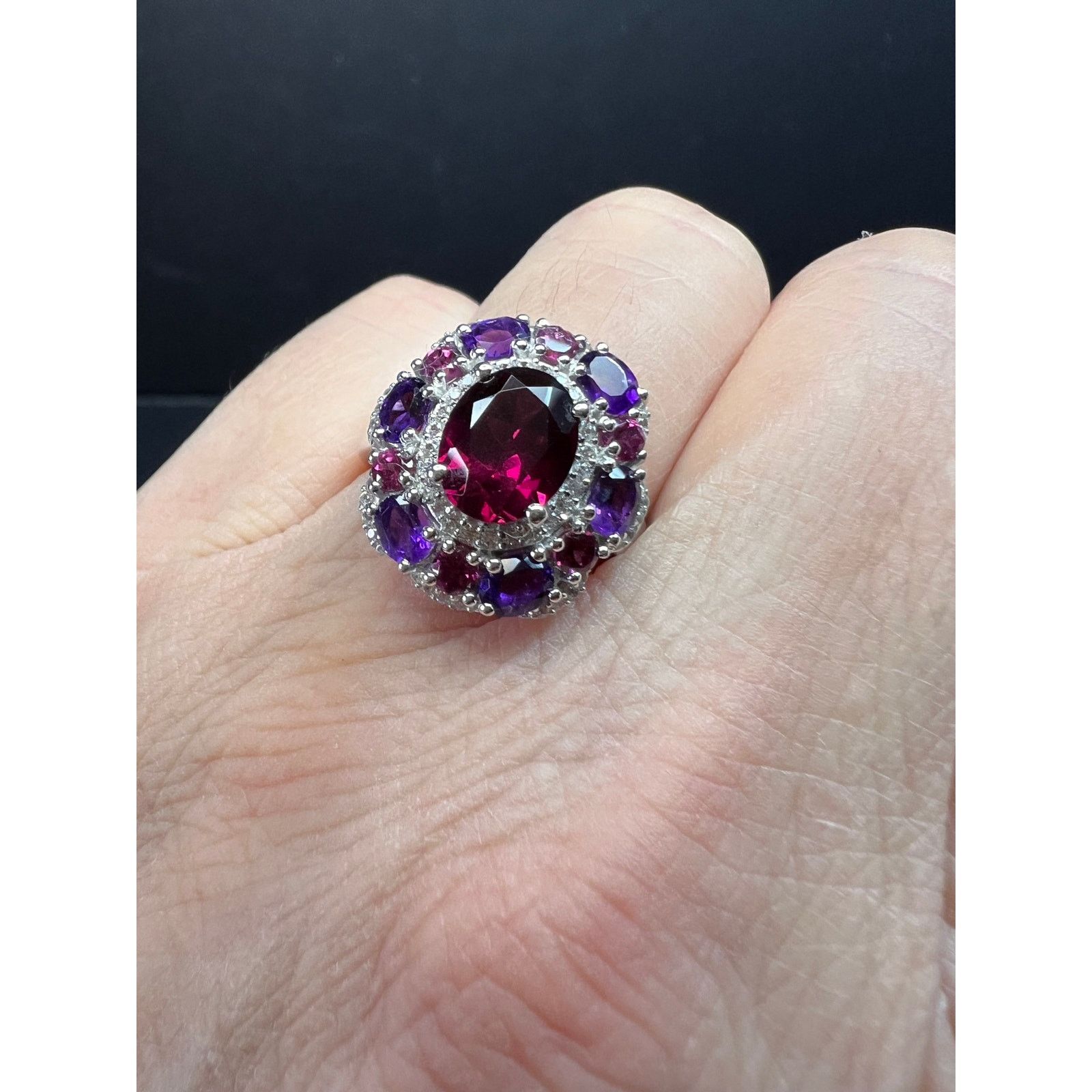 Other NEW rhodolite garnet and amethyst ring in 925 silver size 7 Size ONE SIZE - 4 Thumbnail