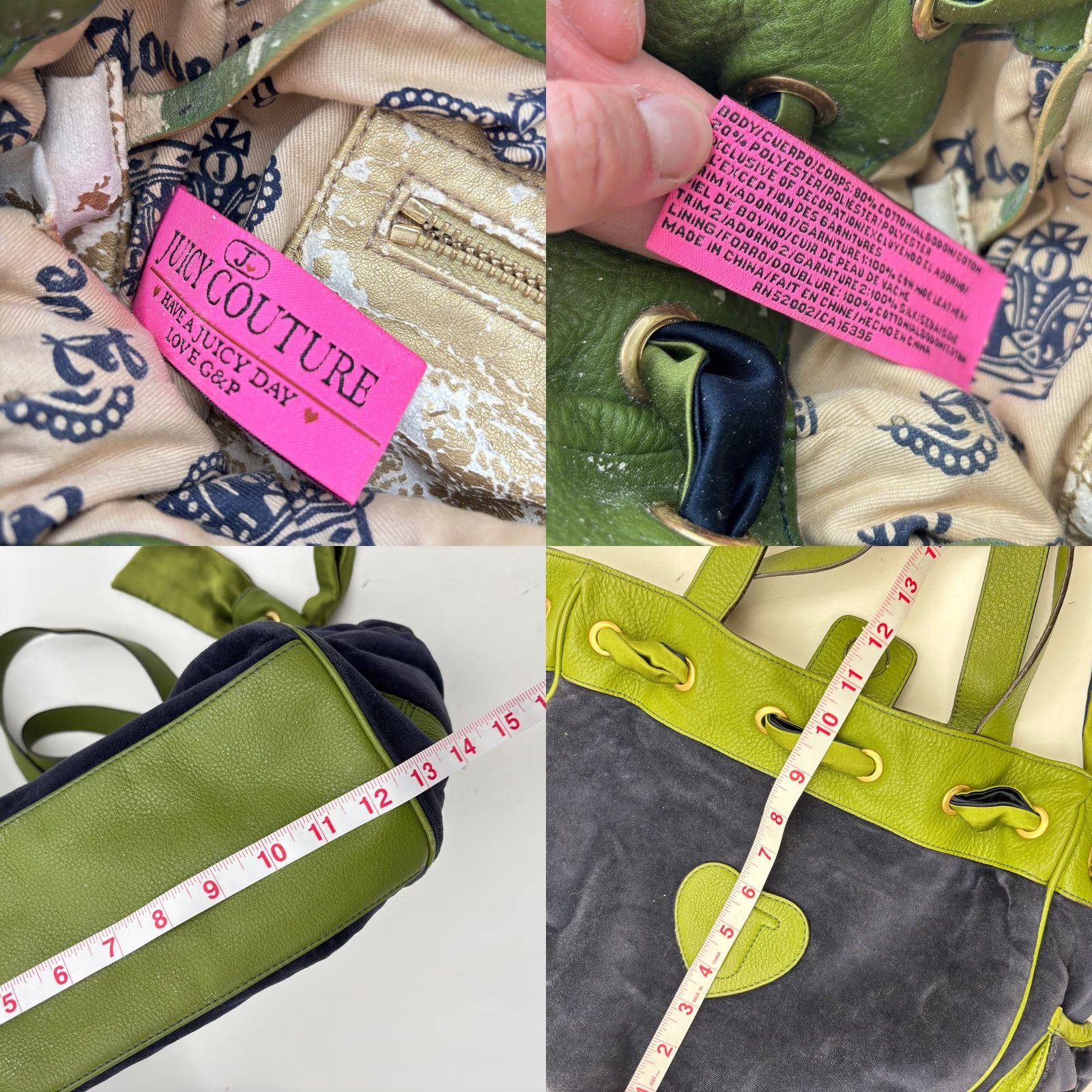 Juicy Couture VINTAGE Juicy Couture Daydreamer Shoulder Bag Purse Y2K Velour Bag Women Blue Cotton/Poly Top Handle Womens Size ONE SIZE - 8 Thumbnail