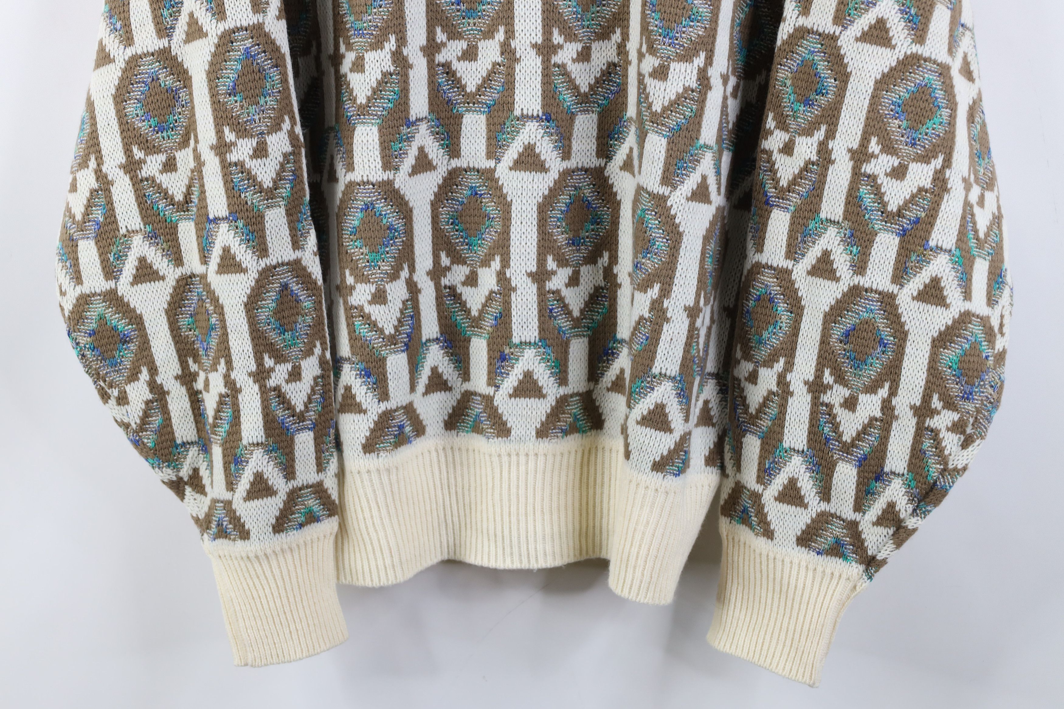 Vintage Vintage 90s Coogi Style Geometric Knit Crewneck Sweater Size US XL / EU 56 / 4 - 3 Thumbnail