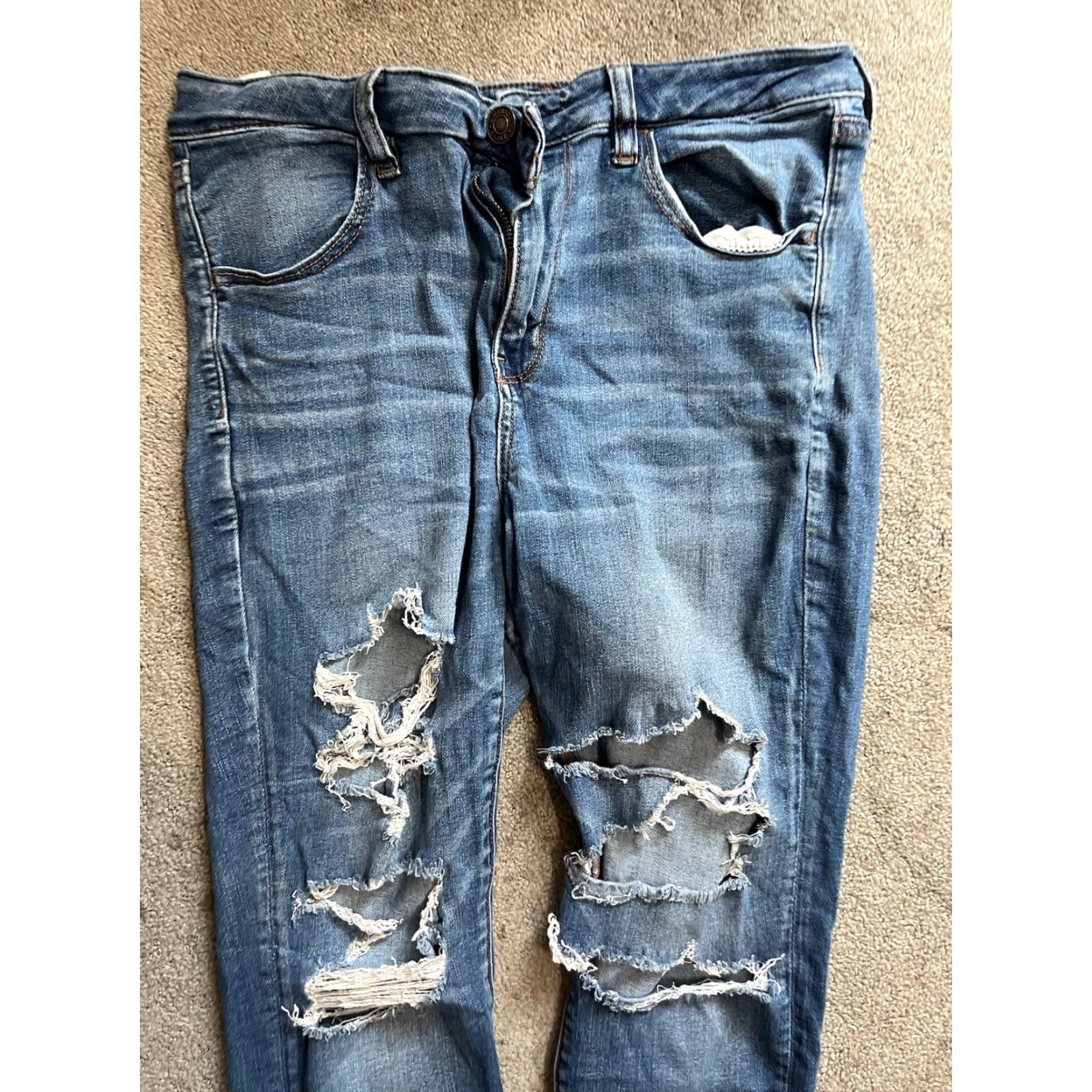 American Eagle Outfitters American Eagle Blue Next Level Stretch Hi-Rise Jegging Jeans Size 14 Short Womens Pants Very Good Condition Size 36" / US 14 / IT 50 - 4 Thumbnail