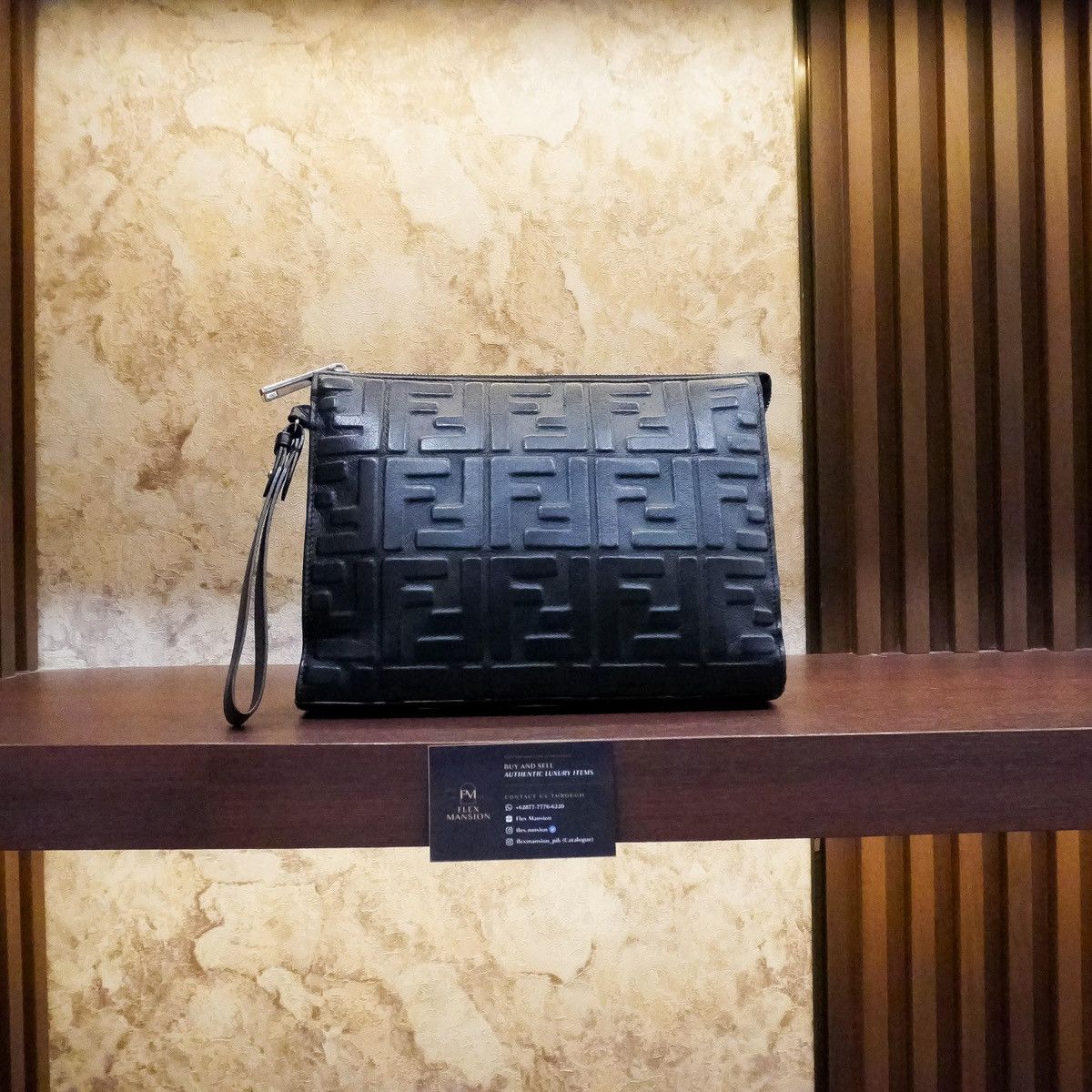 Fendi Fendi FF Embossed Clutch Black Size ONE SIZE - 1 Thumbnail
