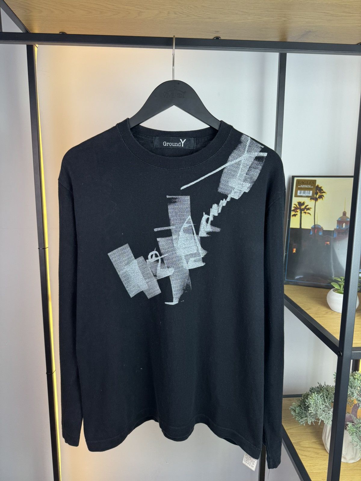 Yohji Yamamoto Ground Y Brush Signature Long Sleeve T-Shirt