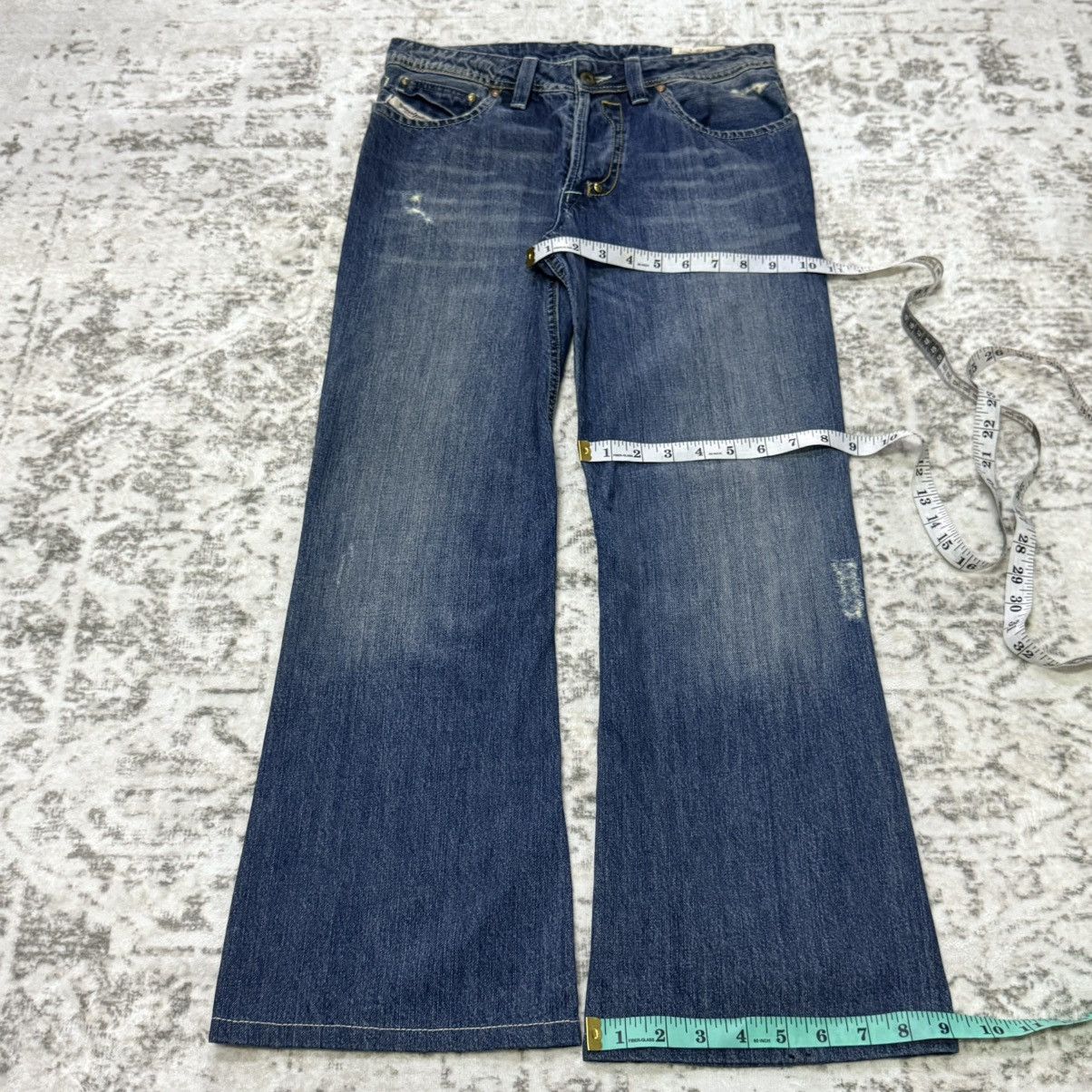 Vintage Y2k Diesel Shazor Distressed Fade Wash Flare Jeans