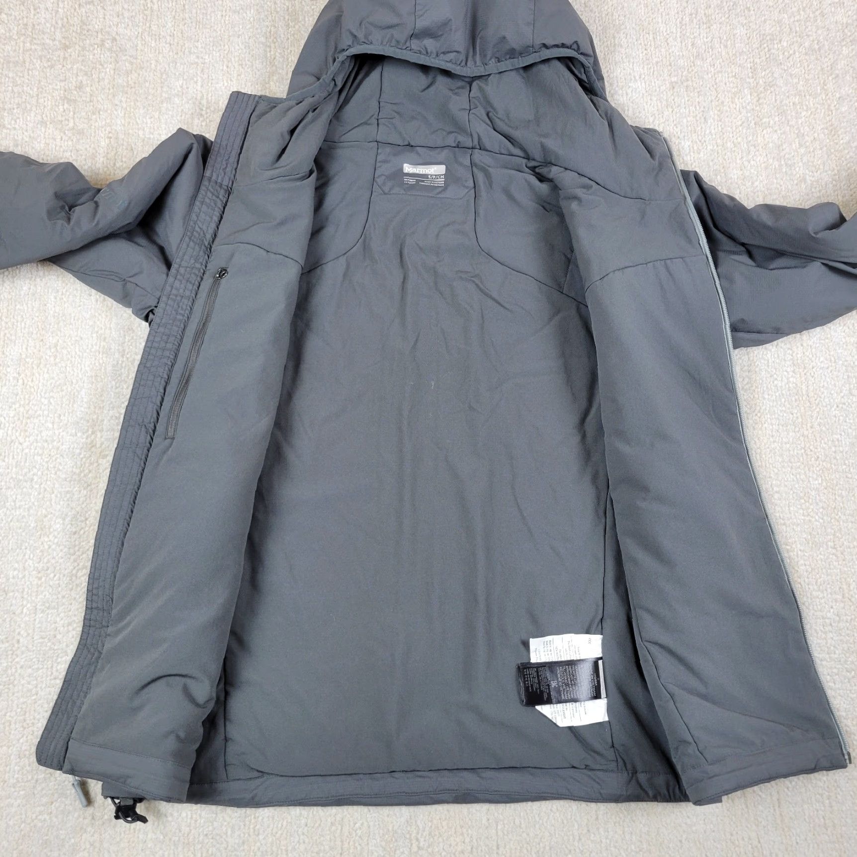 Marmot Marmot Puffer Jacket Men Gray Full Zip Hooded Insulated Pockets Ripstop Style: Jacket Casual Fall Winter Size US S / EU 44-46 / 1 - 3 Thumbnail