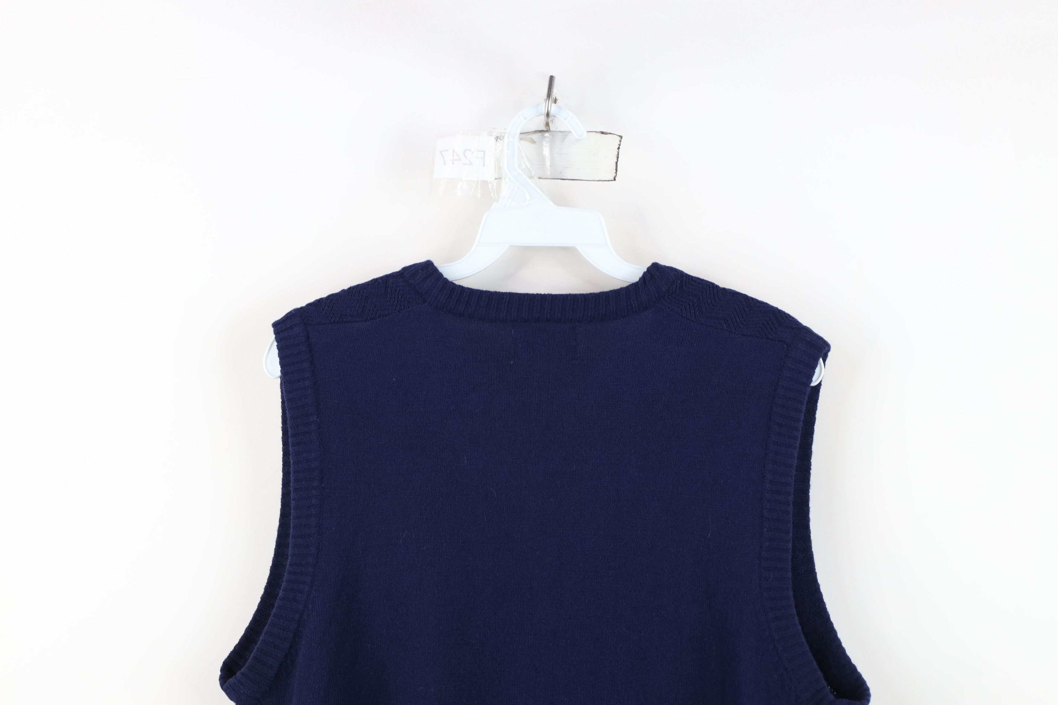 Vintage Vintage 70s Streetwear Zig Zag Wavy Knit Sweater Vest Blue Size L / US 10 / IT 46 - 8 Thumbnail