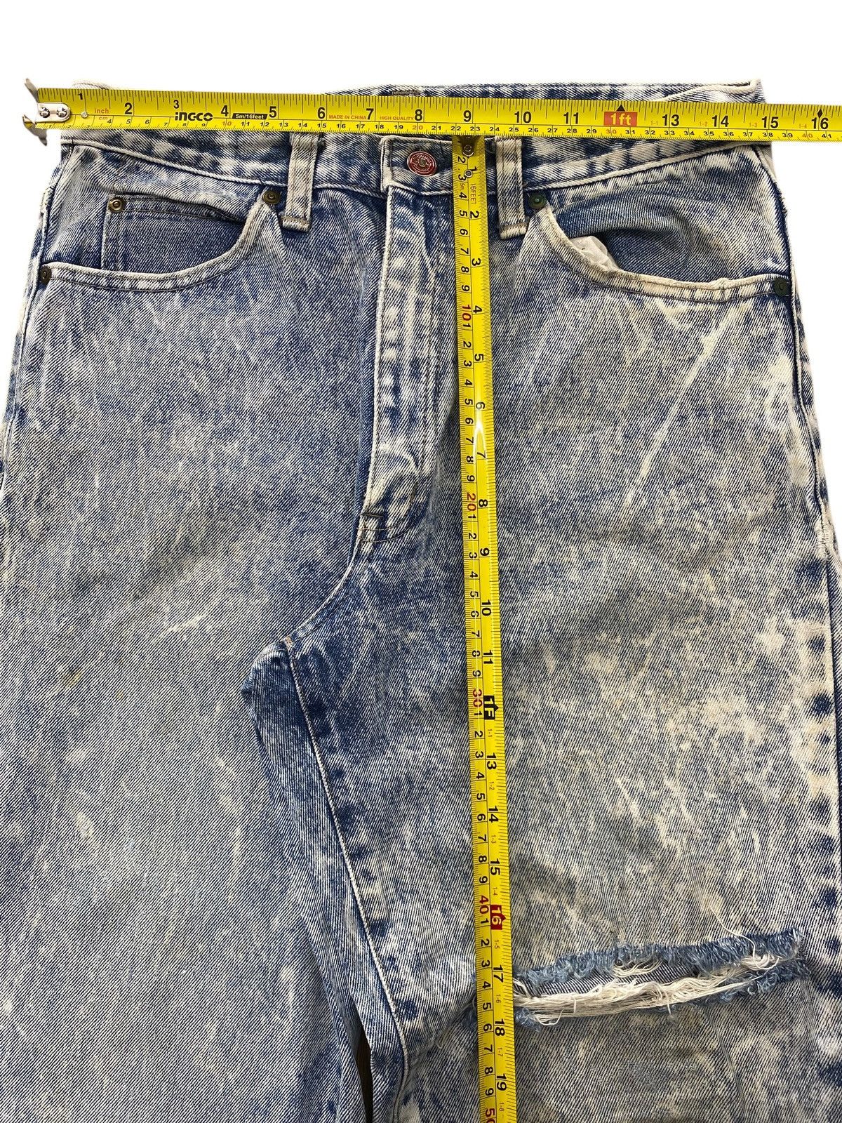 Japanese Brand Japanese Brand Acid Blue Wash Ripped Style Skinny Leg Jeans Size US 30 / EU 46 - 6 Thumbnail