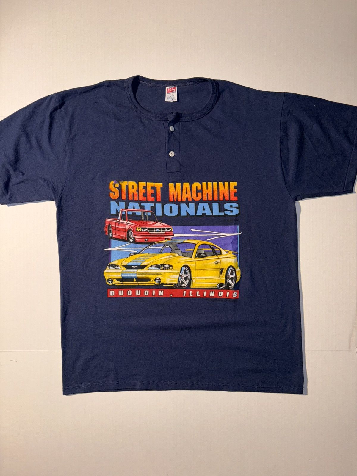 Ford Vtg Ford Mustang Street Machine Illinois Racing Henley 90’s Size US XL / EU 56 / 4 - 1 Thumbnail