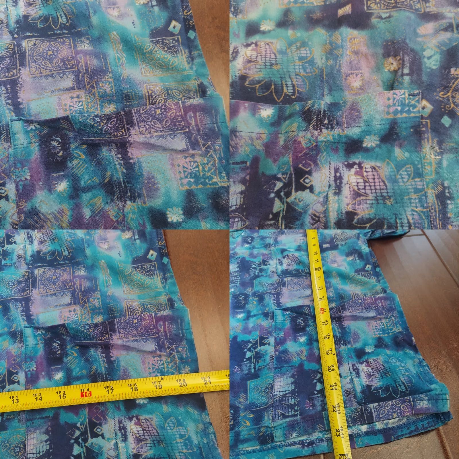 Vintage Peaches Women's Scrub Top Floral Print Blue with Pockets XS - Cotton - Medical - Mexico - B685 Size XS / US 0-2 / IT 36-38 - 8 Thumbnail