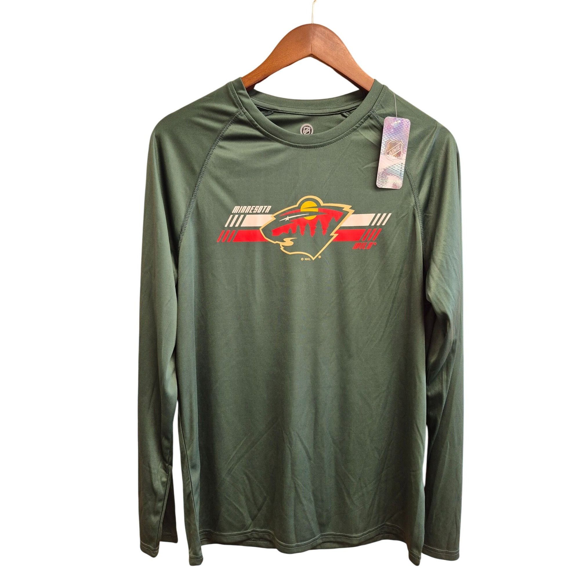 NHL Men's Minnesota Wild Licensed Long Sleeve Shirt Medium Green Size US M / EU 48-50 / 2 - 1 Thumbnail