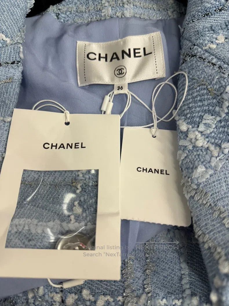 Chanel Chanel Blue plaid tweed coat Size XS / US 0-2 / IT 36-38 - 4 Thumbnail