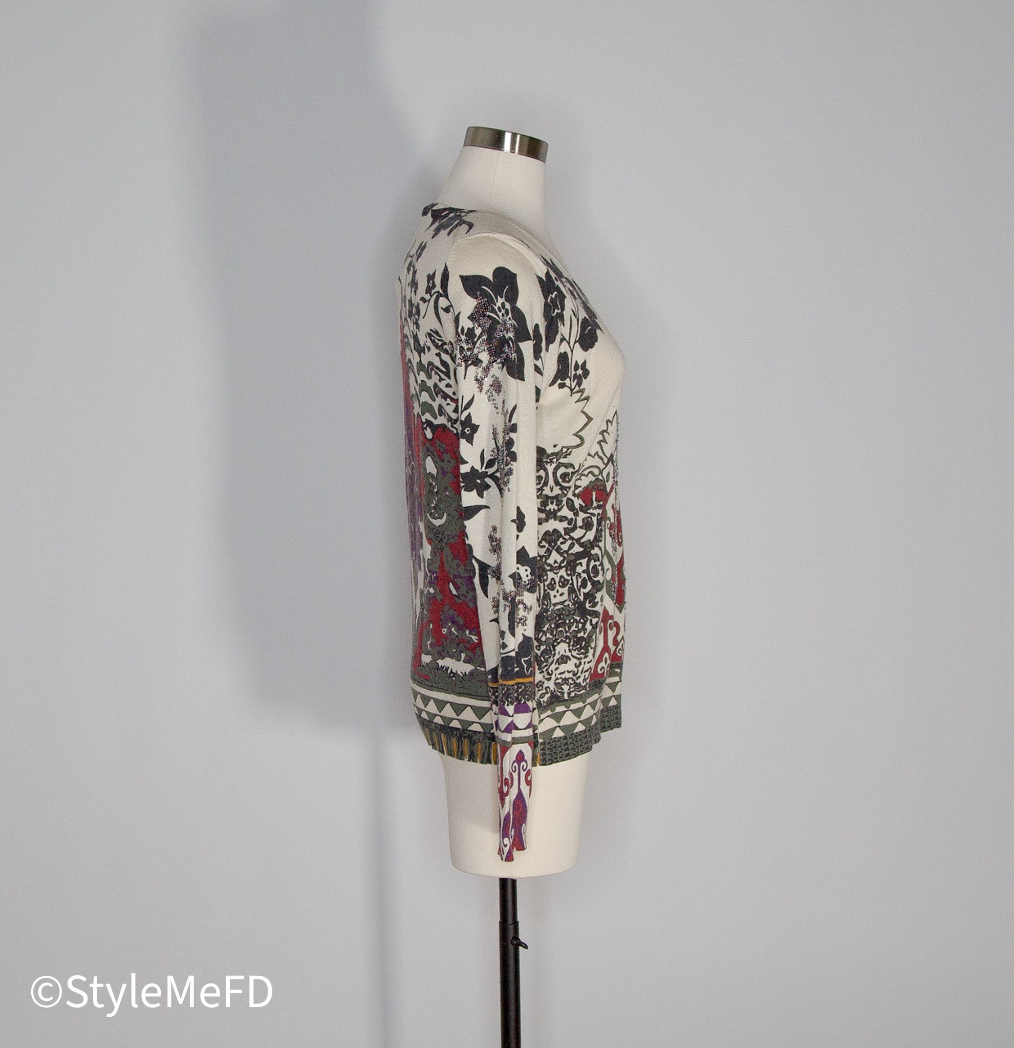 Etro Vintage Etro V-Neck Pullover w Sequin Detail Size L / US 10 / IT 46 - 4 Thumbnail