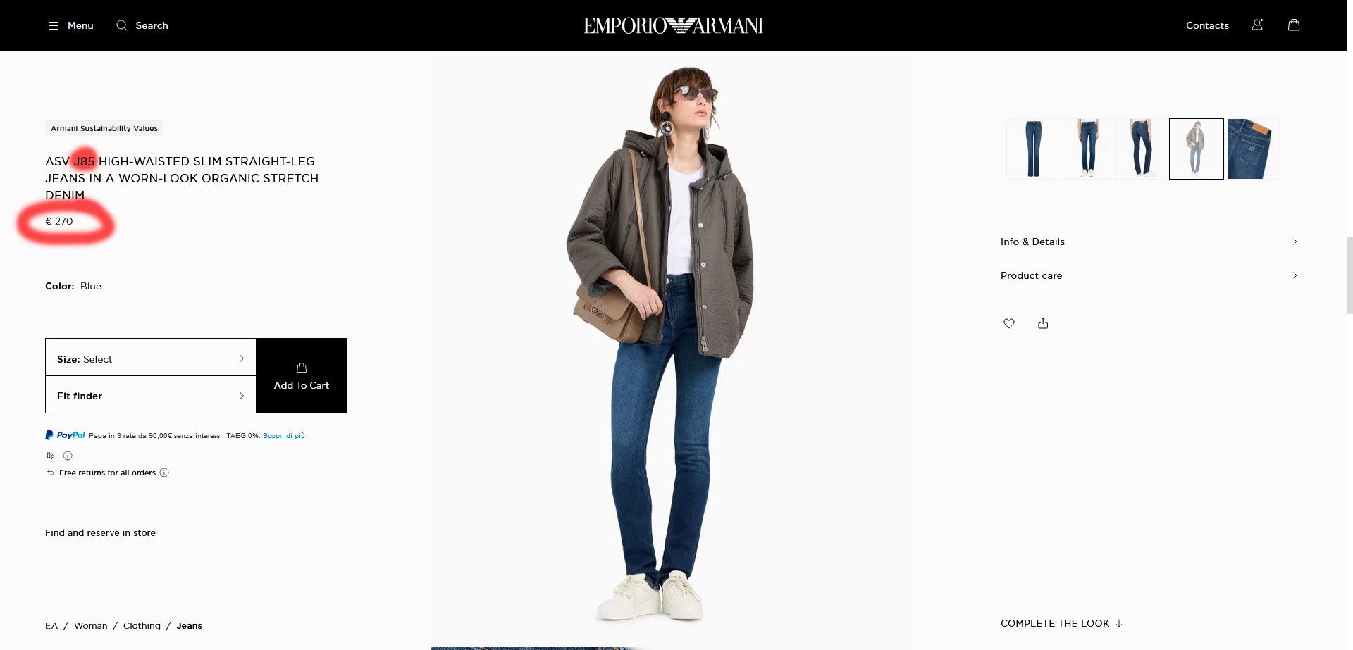 Emporio Armani MSRP~250€ Thin Cotton Pants Slim Straight J85 class. elegant Size 34" / US 12 / IT 48 - 2 Thumbnail
