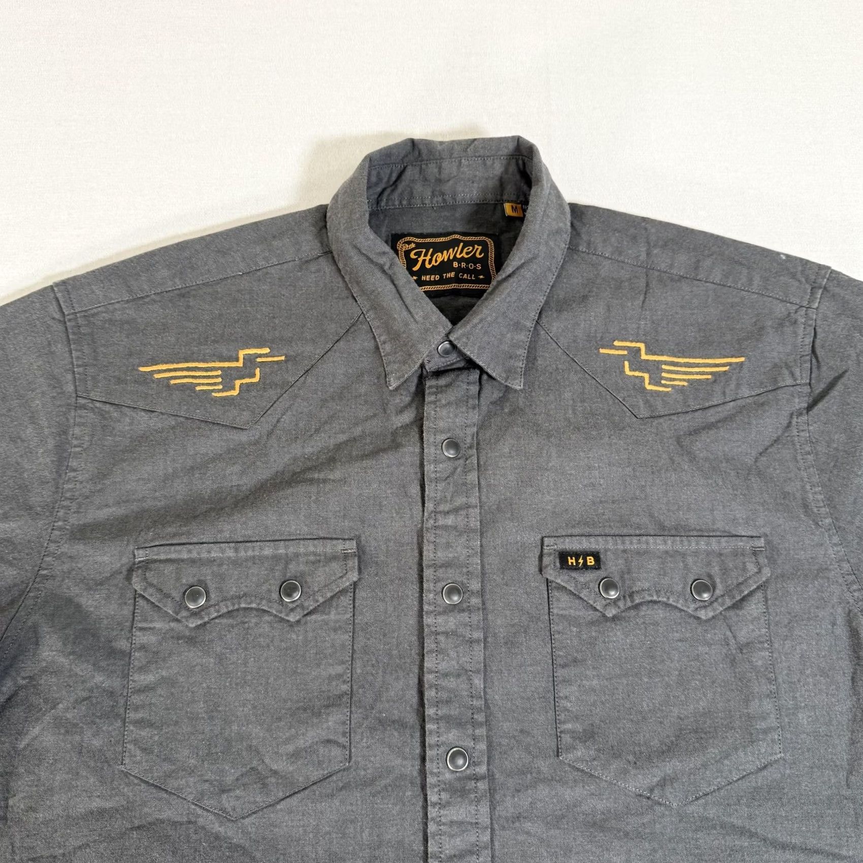Howler Brothers Howler Bros Shirt Mens Medium Gray Crosscut Western Pearl Snap Sawtooth Size US M / EU 48-50 / 2 - 2 Thumbnail