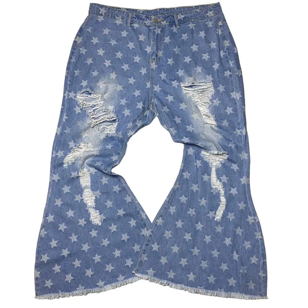 Shein 2000's Shein Super Flare Starlium Distressed Jeans Size US 40 / EU 56 - 3 Thumbnail