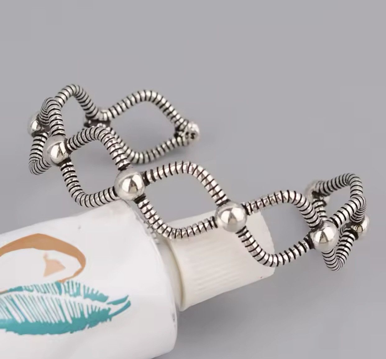 Jewelry × Sterling Silver Vintage Cross Design 925 Sterling Silver Bangle Size ONE SIZE - 3 Thumbnail